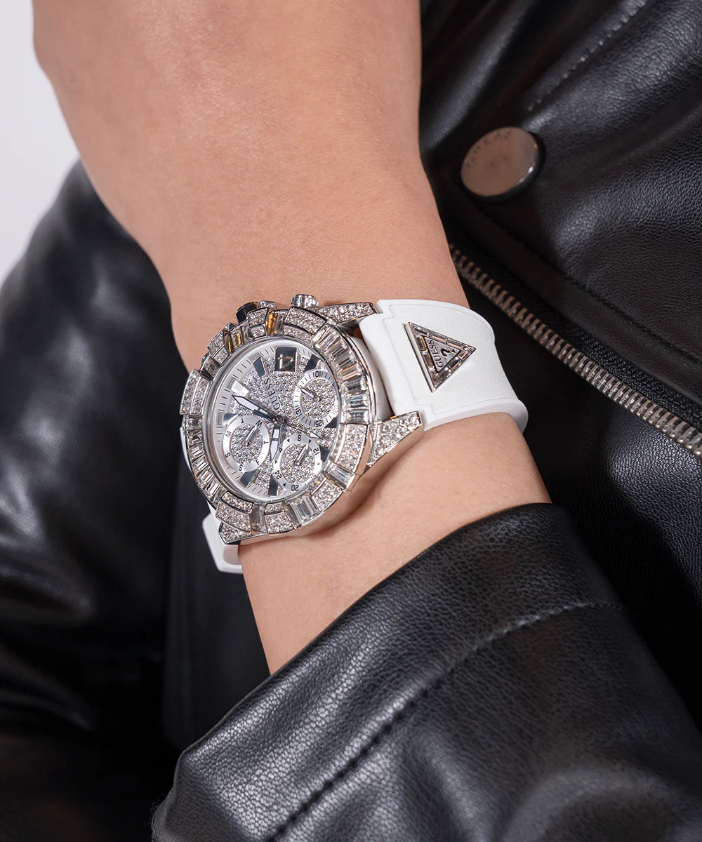 40th Anniversary Special Edition GUESS Ladies White Silver Tone Multi-function Watch - Image 3
