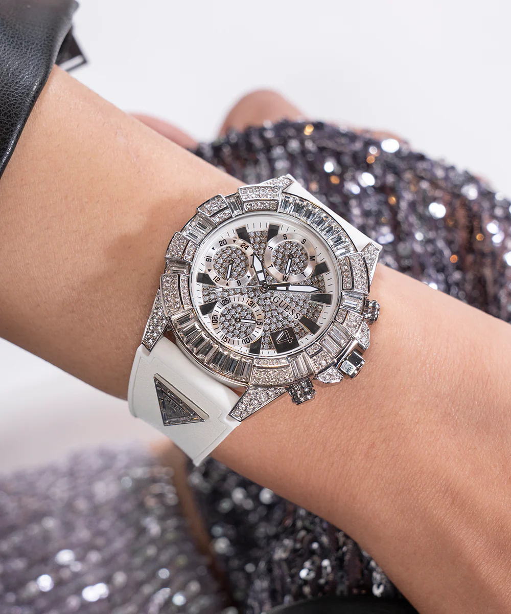 40th Anniversary Special Edition GUESS Ladies White Silver Tone Multi-function Watch - Image 4