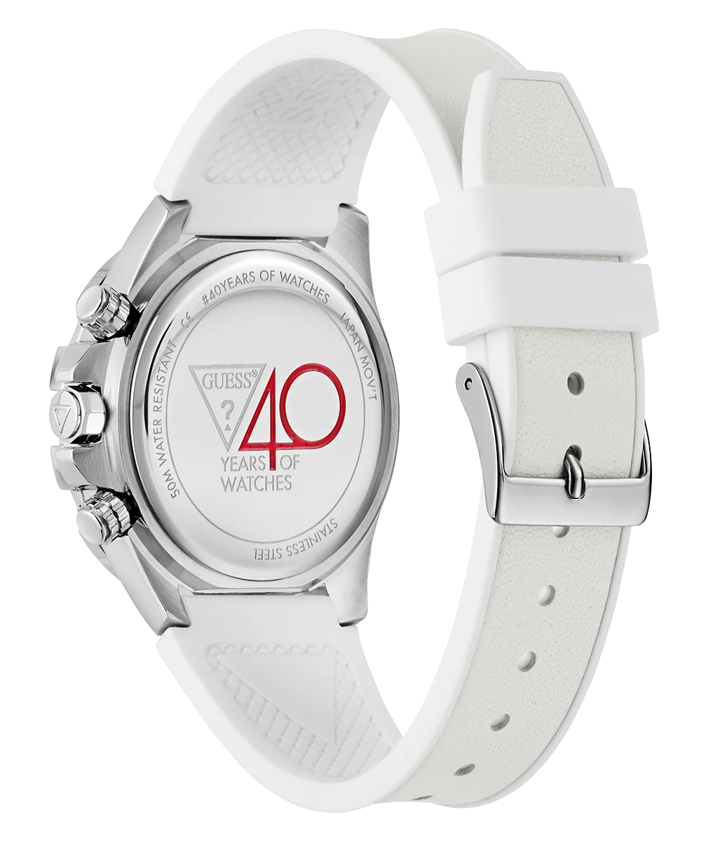 40th Anniversary Special Edition GUESS Ladies White Silver Tone Multi-function Watch - Image 6