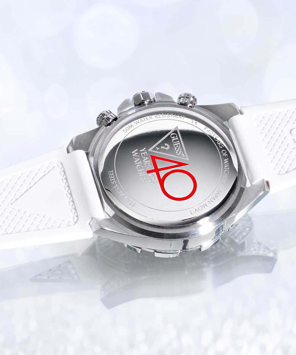 40th Anniversary Special Edition GUESS Ladies White Silver Tone Multi-function Watch - Image 7
