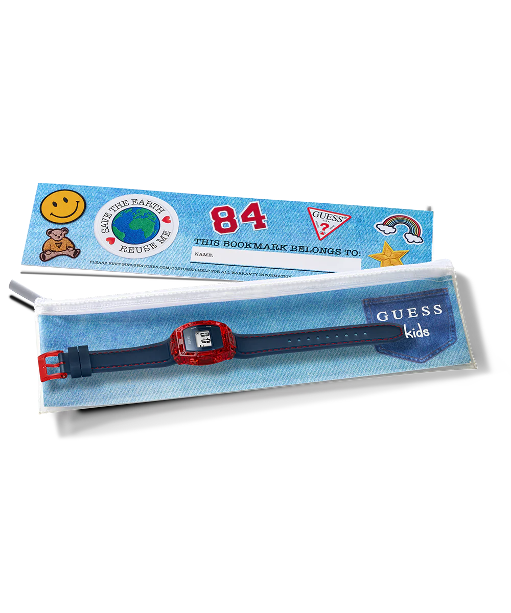 GUESS Kids Navy Red Transparent Digital Watch - Image 4