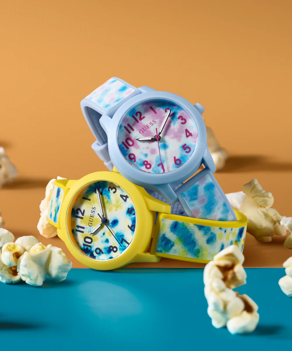 GUESS Kids Tie Dye Yellow Analog Watch - Image 2