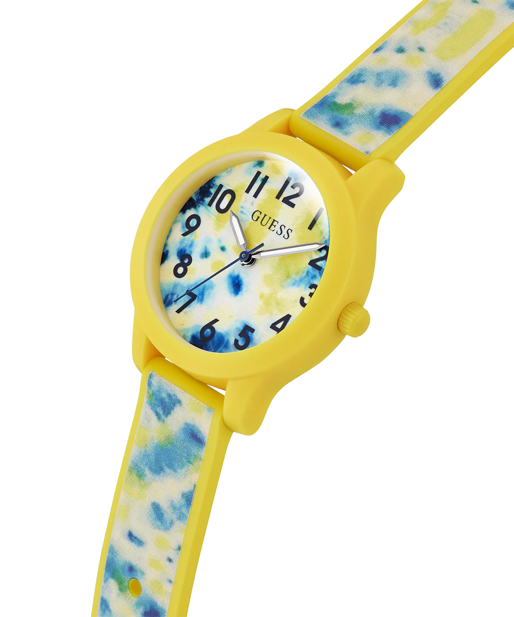 GUESS Kids Tie Dye Yellow Analog Watch - Image 3