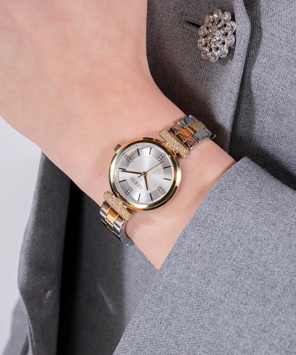 GUESS Ladies 2-Tone Gold Tone Analog Watch - Image 6