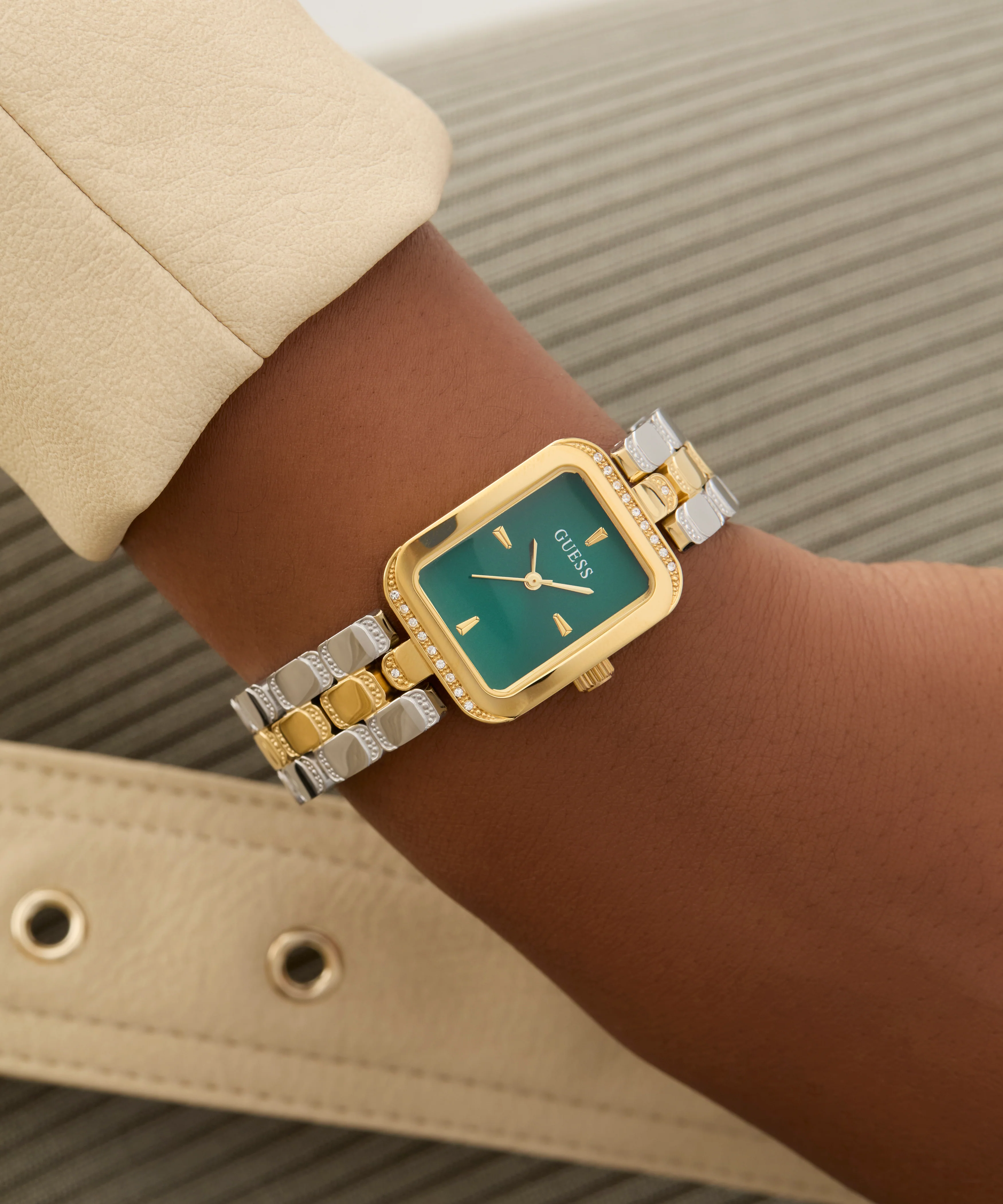 GUESS Ladies 2-Tone Gold Tone Analog Watch - Image 4