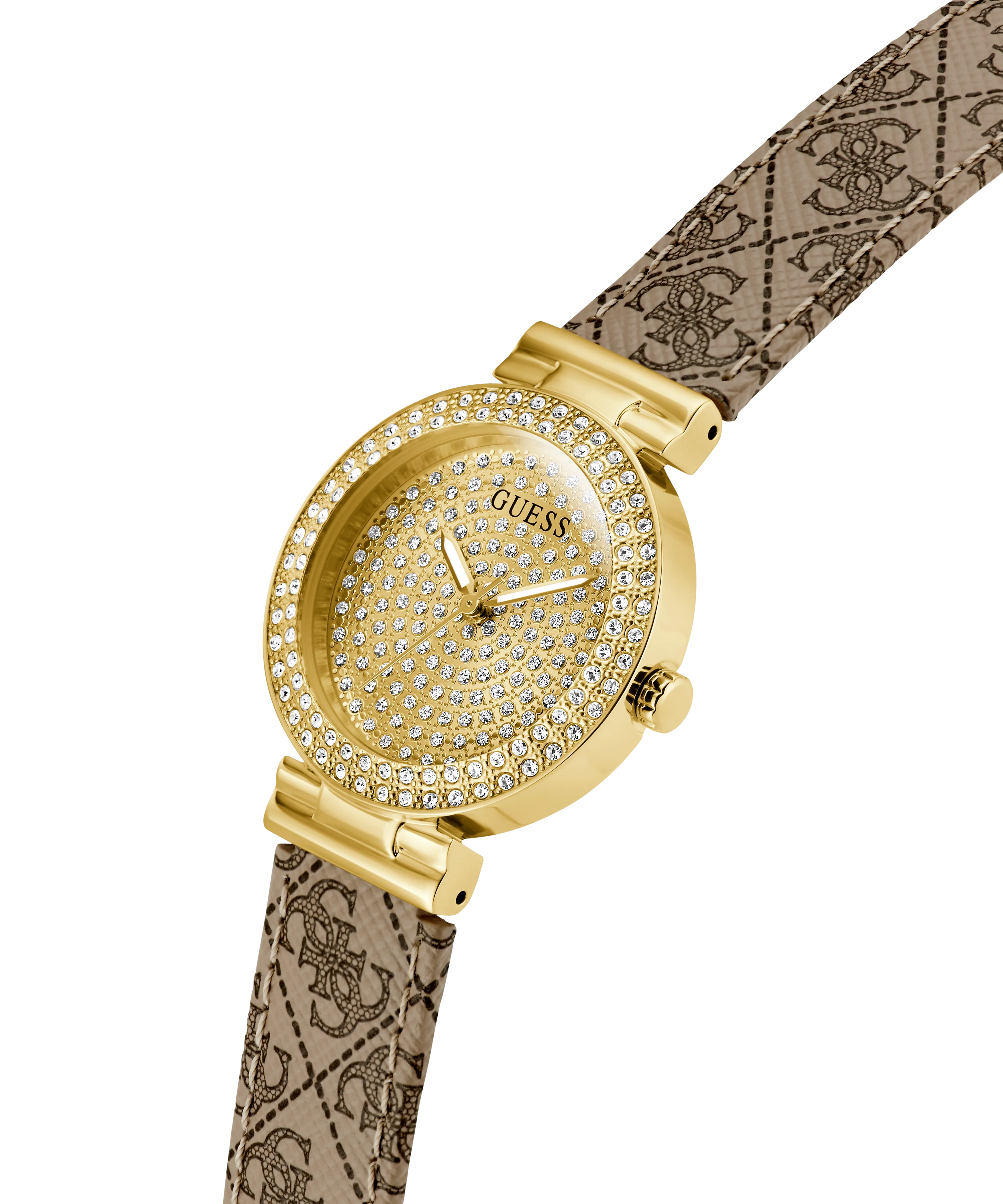 GUESS Ladies Beige Gold Tone Analog Watch - Image 3
