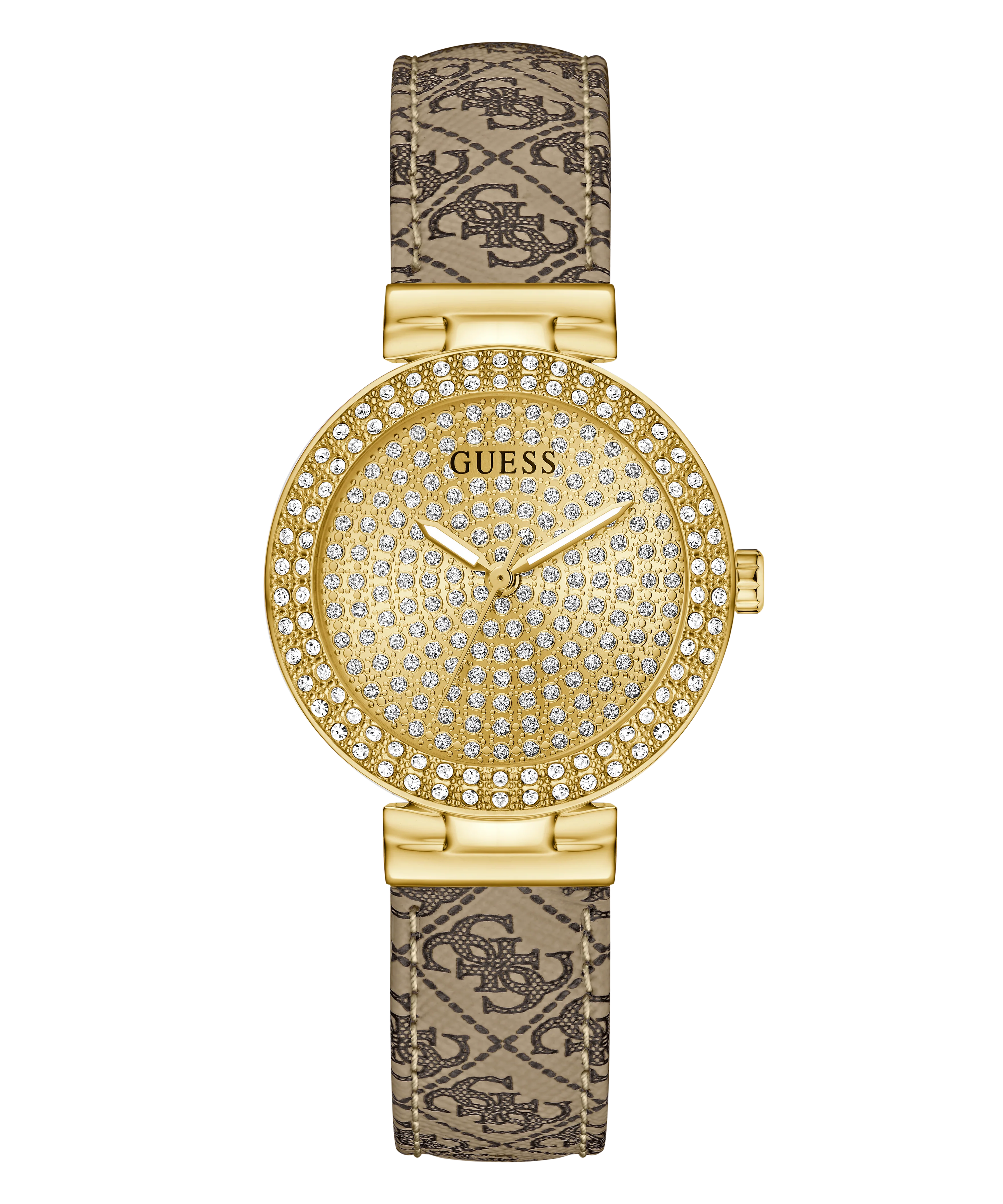 GUESS Ladies Beige Gold Tone Analog Watch - Image 6