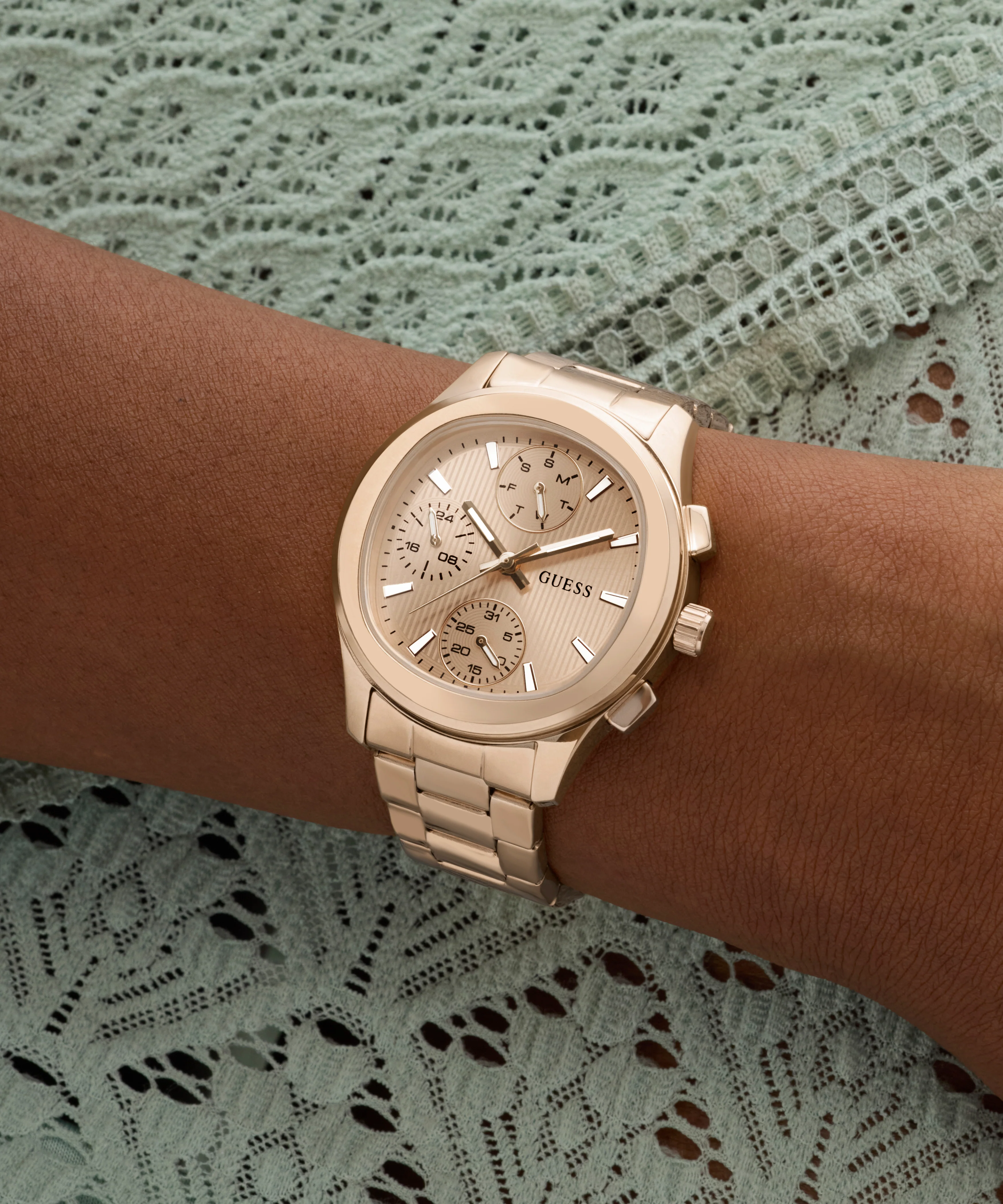 GUESS Ladies Birdie Rose Gold Tone Analog Watch - Image 3