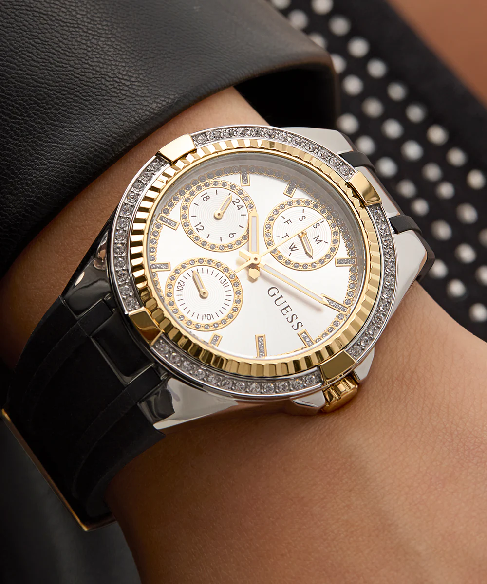 GUESS Ladies Black 2-Tone Multi-function Watch - Image 6