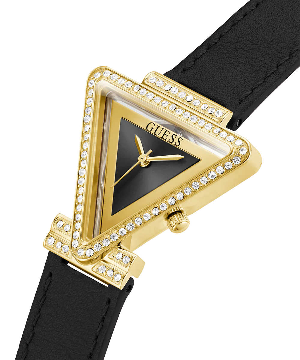 GUESS Ladies Black Gold Tone Analog Watch - Image 2