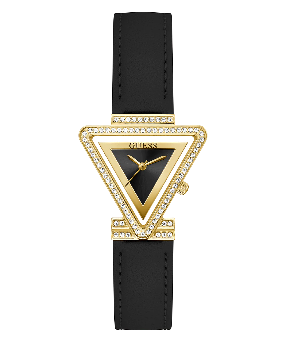 GUESS Ladies Black Gold Tone Analog Watch - Image 3
