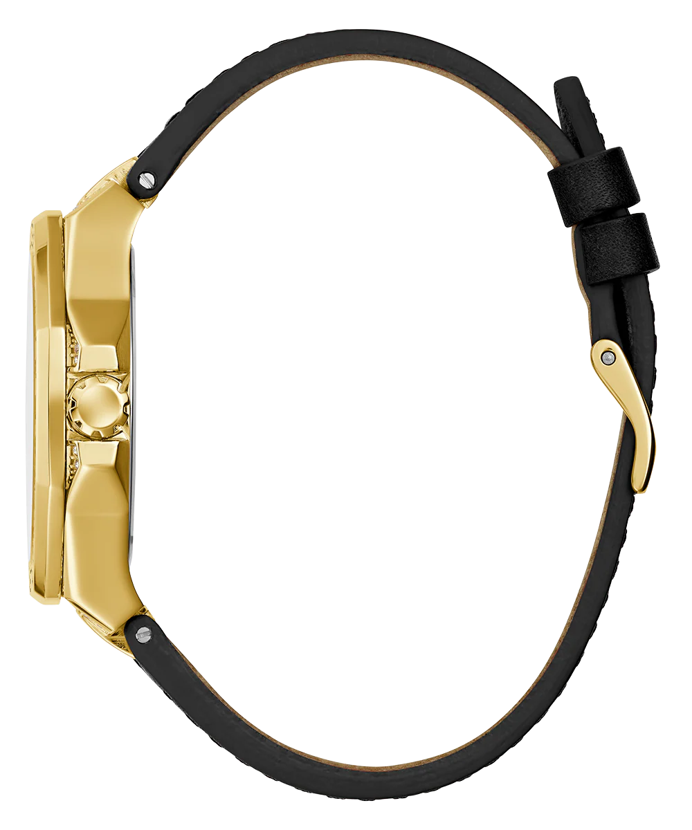 GUESS Ladies Black Gold Tone Analog Watch - Image 7