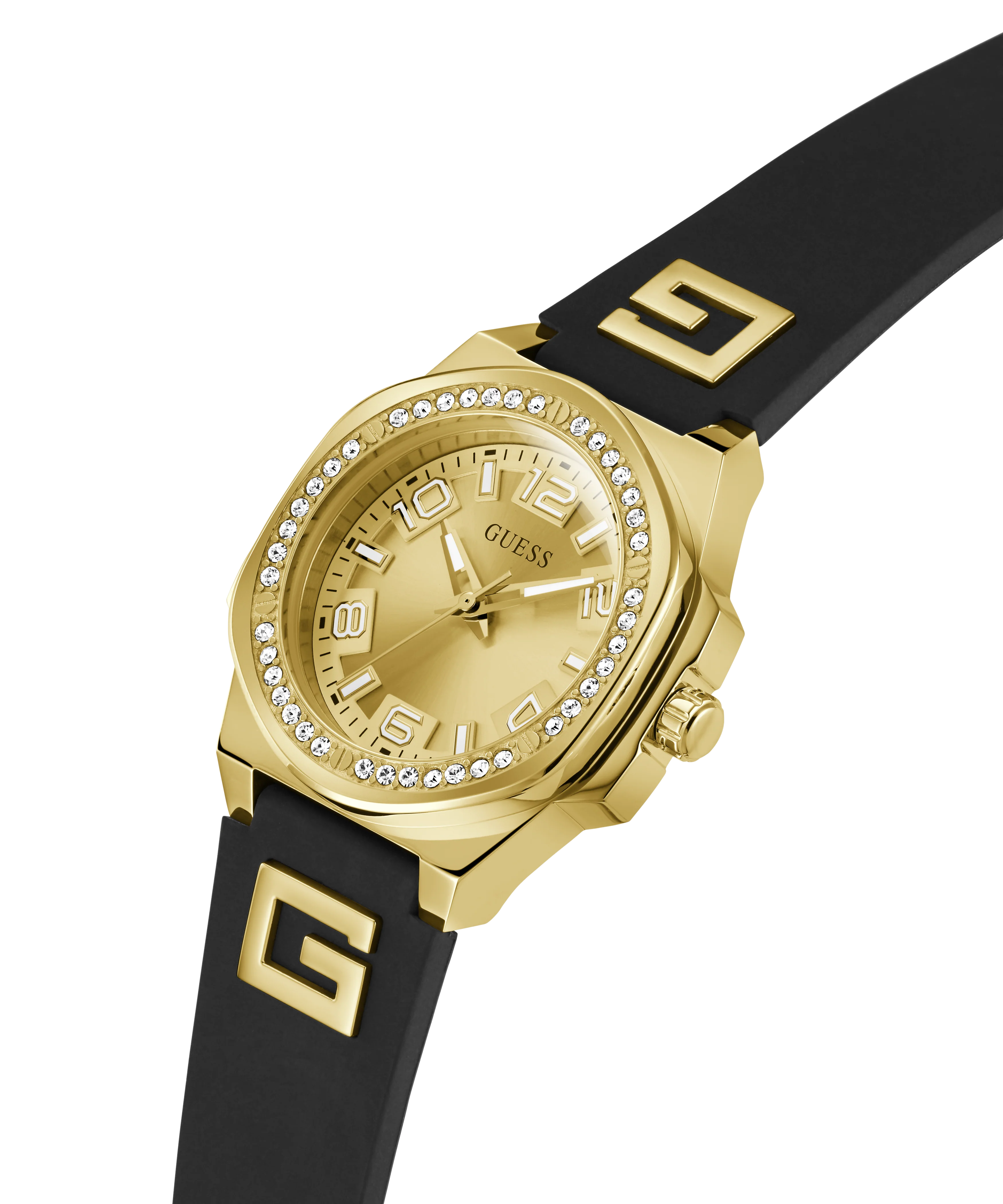 GUESS Ladies Black Gold Tone Analog Watch - Image 2