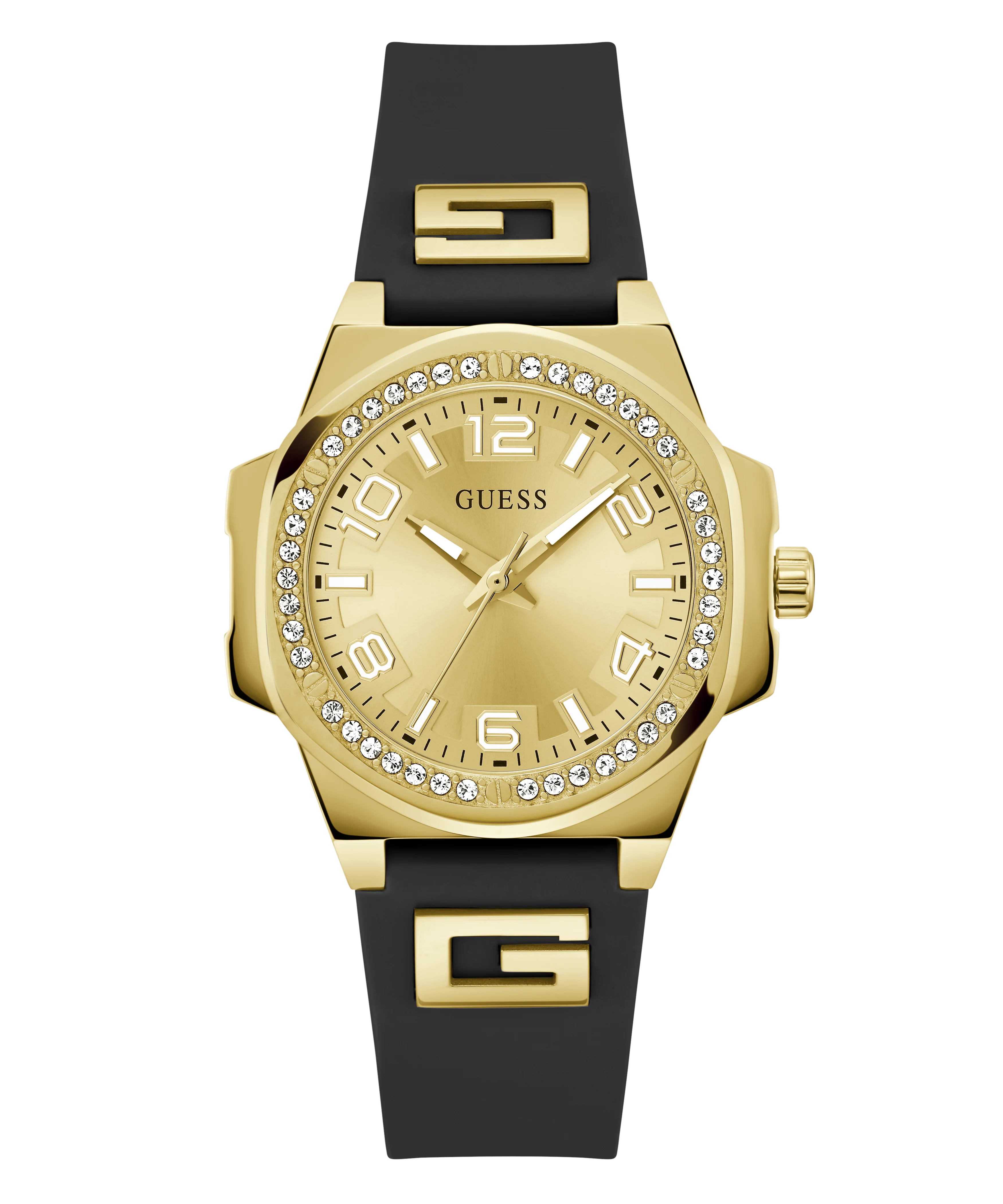 GUESS Ladies Black Gold Tone Analog Watch - Image 4