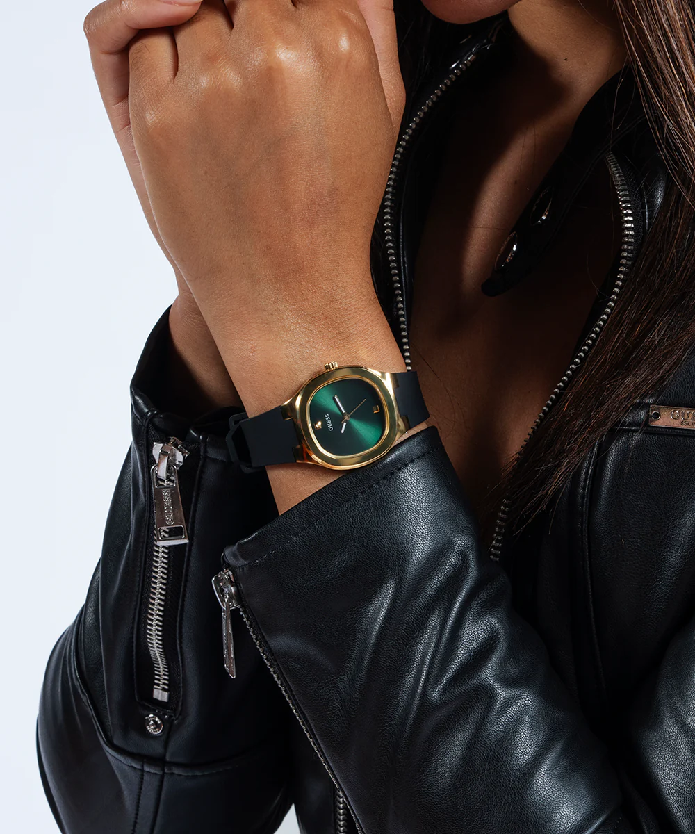 GUESS Ladies Black Gold Tone Analog Watch - Image 2