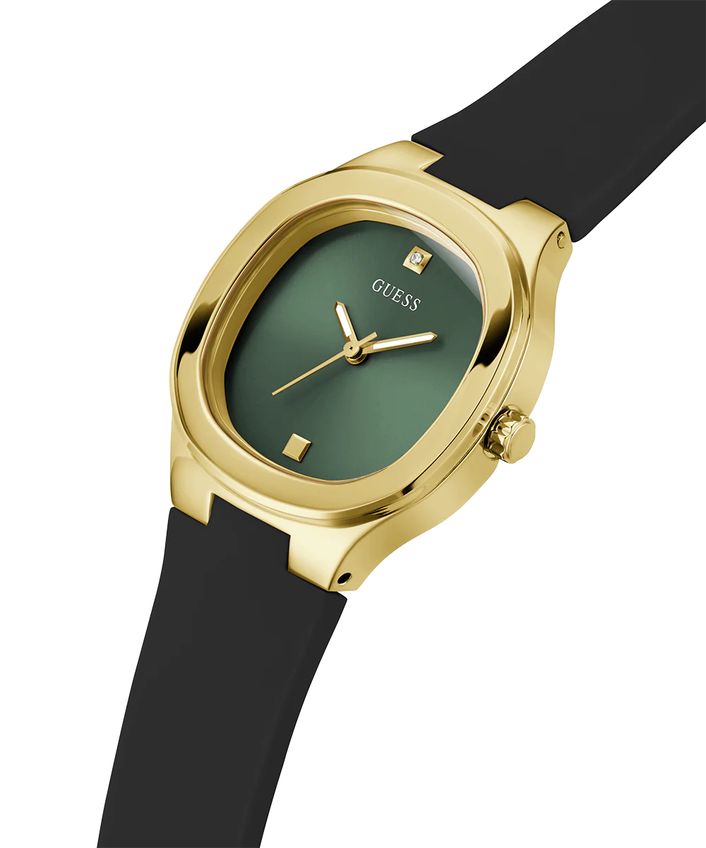 GUESS Ladies Black Gold Tone Analog Watch - Image 3