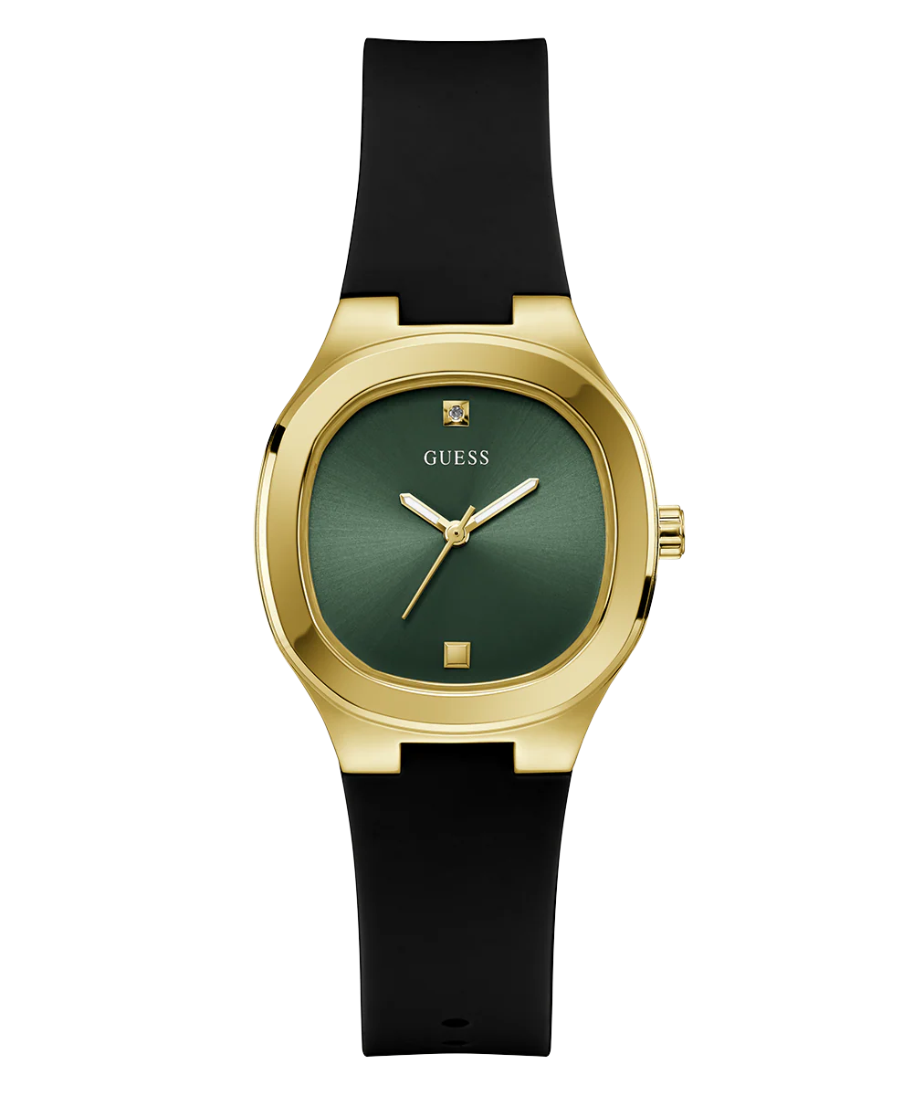GUESS Ladies Black Gold Tone Analog Watch - Image 5
