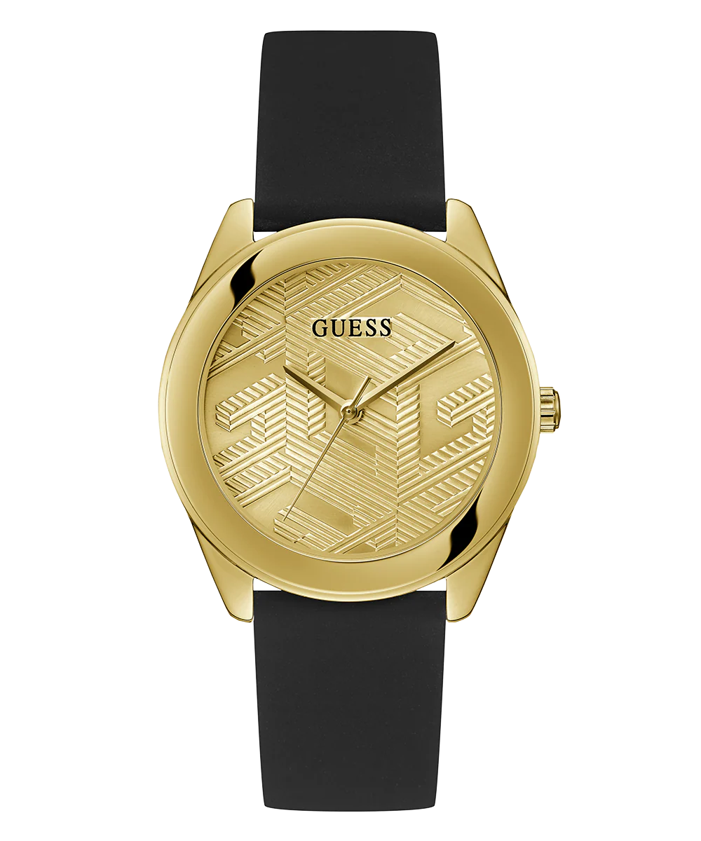 GUESS Ladies Black Gold Tone Analog Watch - Image 4