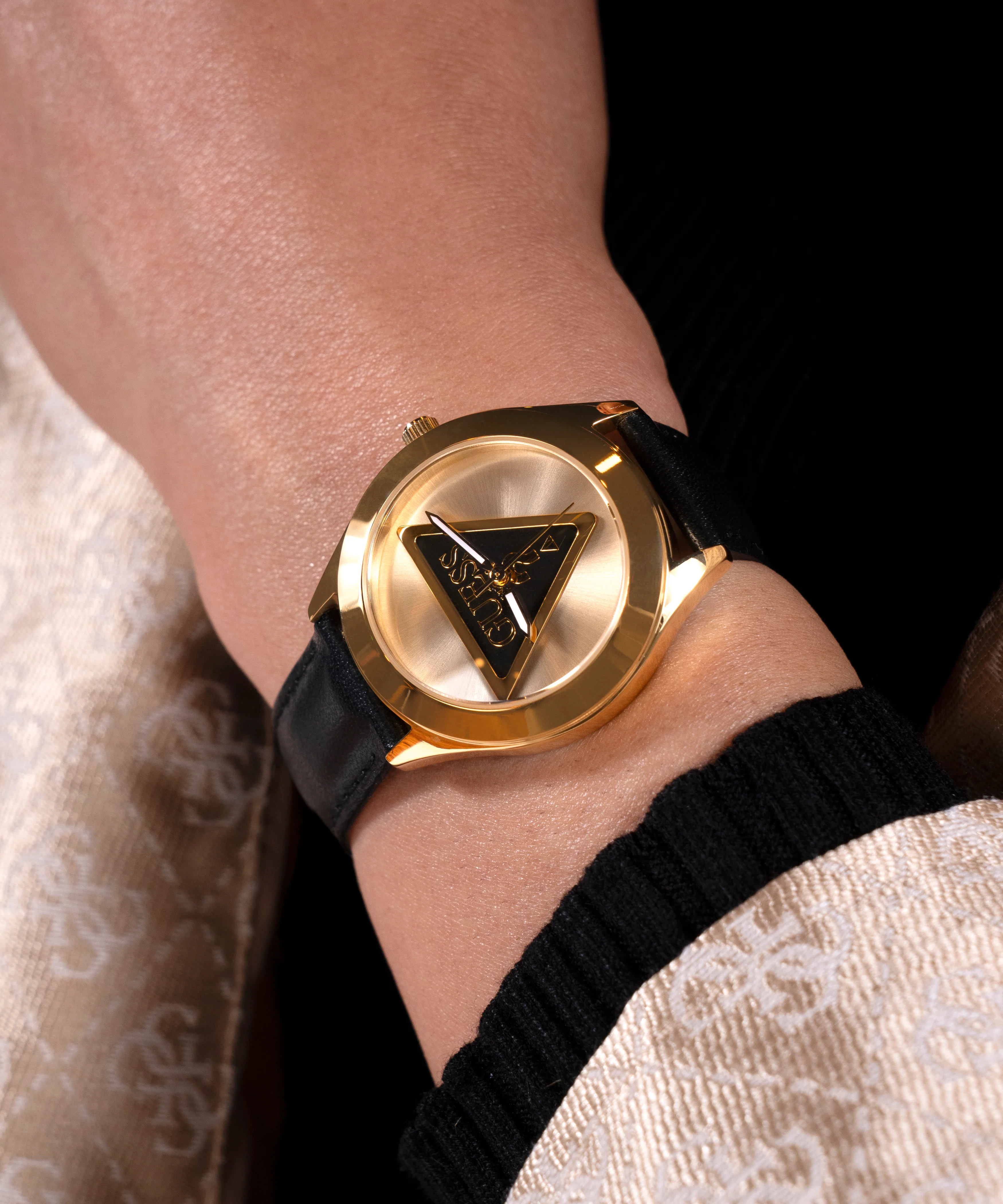 GUESS Ladies Black Gold Tone Analog Watch - Image 7
