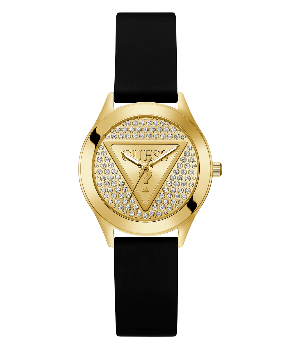 GUESS Ladies Black Gold Tone Analog Watch - Image 3