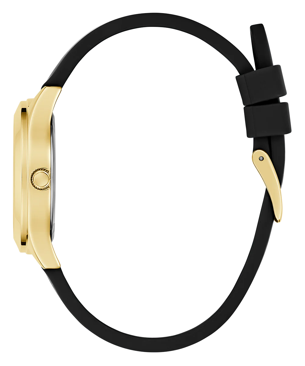 GUESS Ladies Black Gold Tone Analog Watch - Image 4