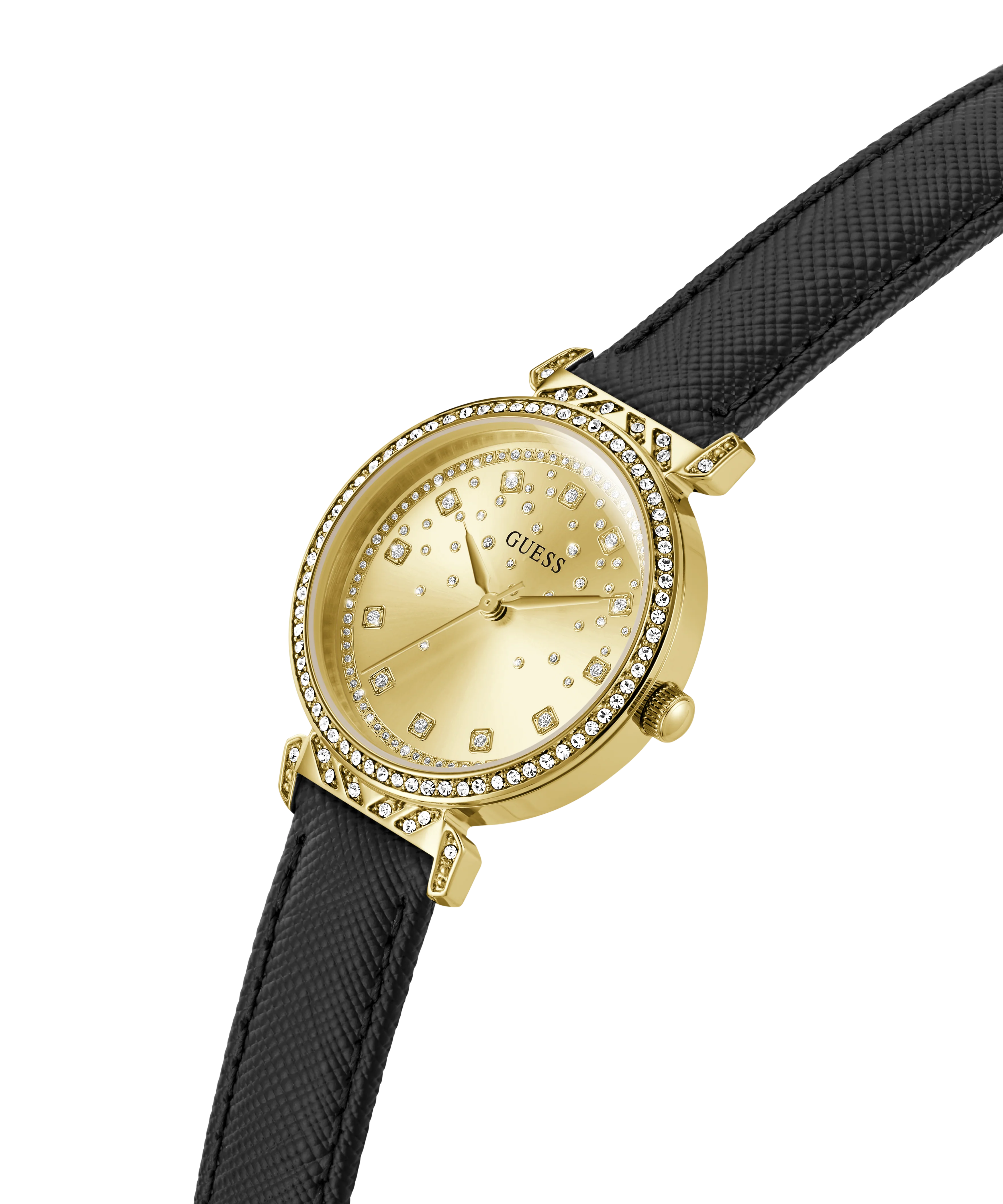 GUESS Ladies Black Gold Tone Analog Watch - Image 2