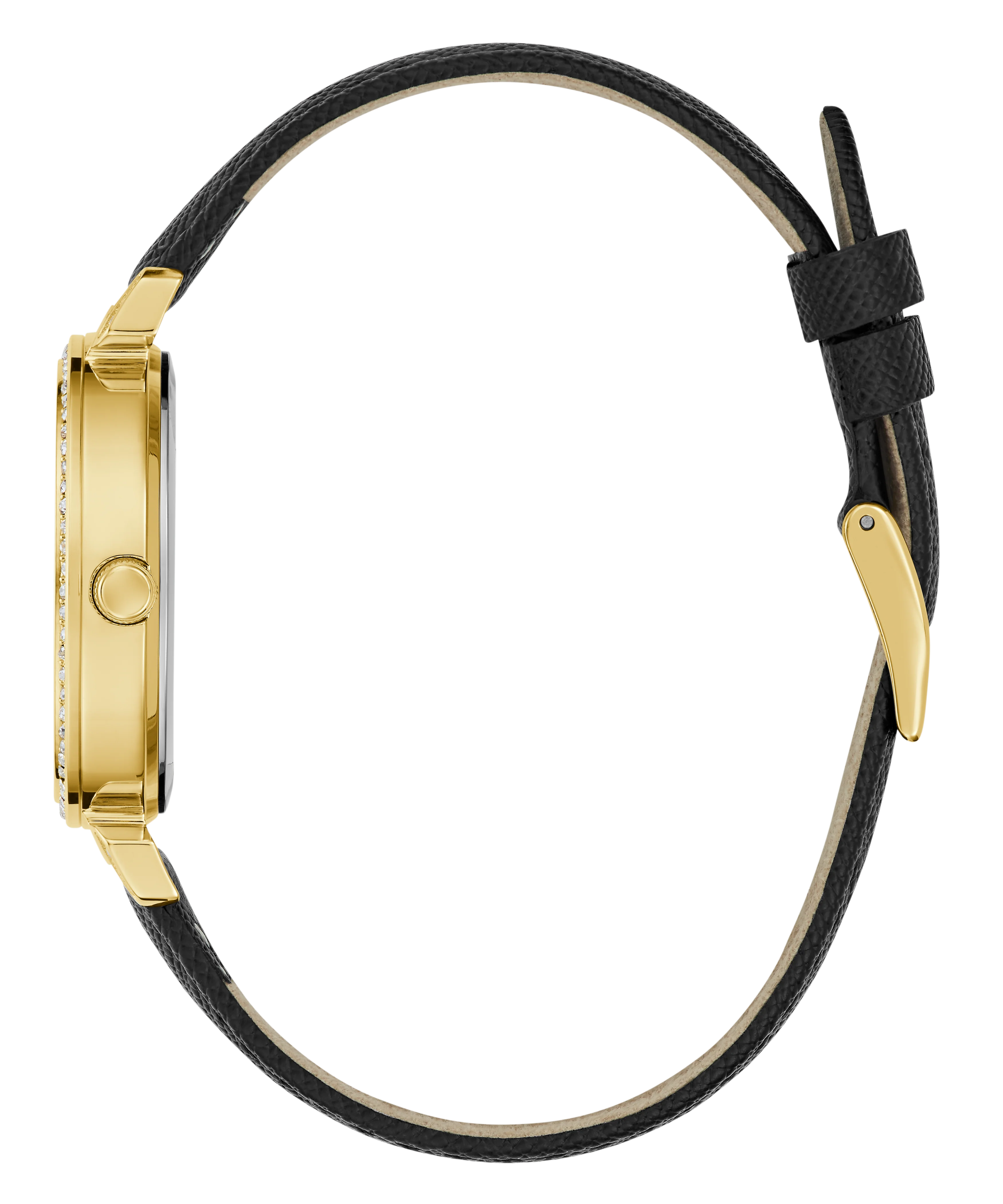 GUESS Ladies Black Gold Tone Analog Watch - Image 6