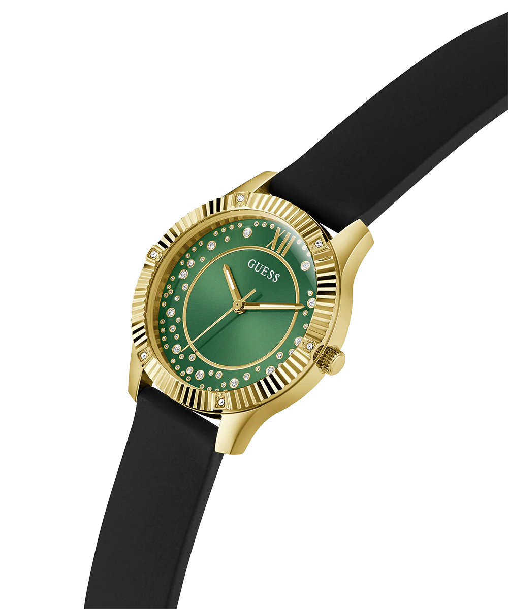 GUESS Ladies Black Gold Tone Analog Watch - Image 2