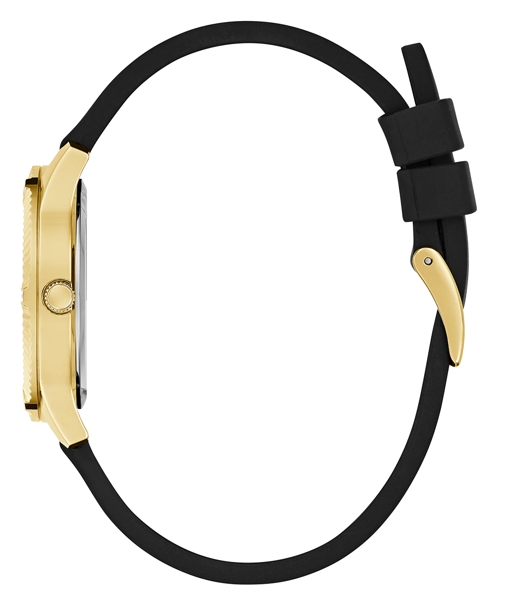 GUESS Ladies Black Gold Tone Analog Watch - Image 7