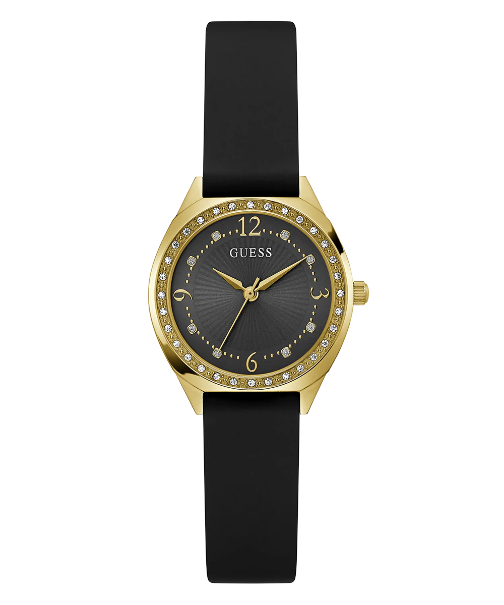 GUESS Ladies Black Gold Tone Analog Watch - Image 4
