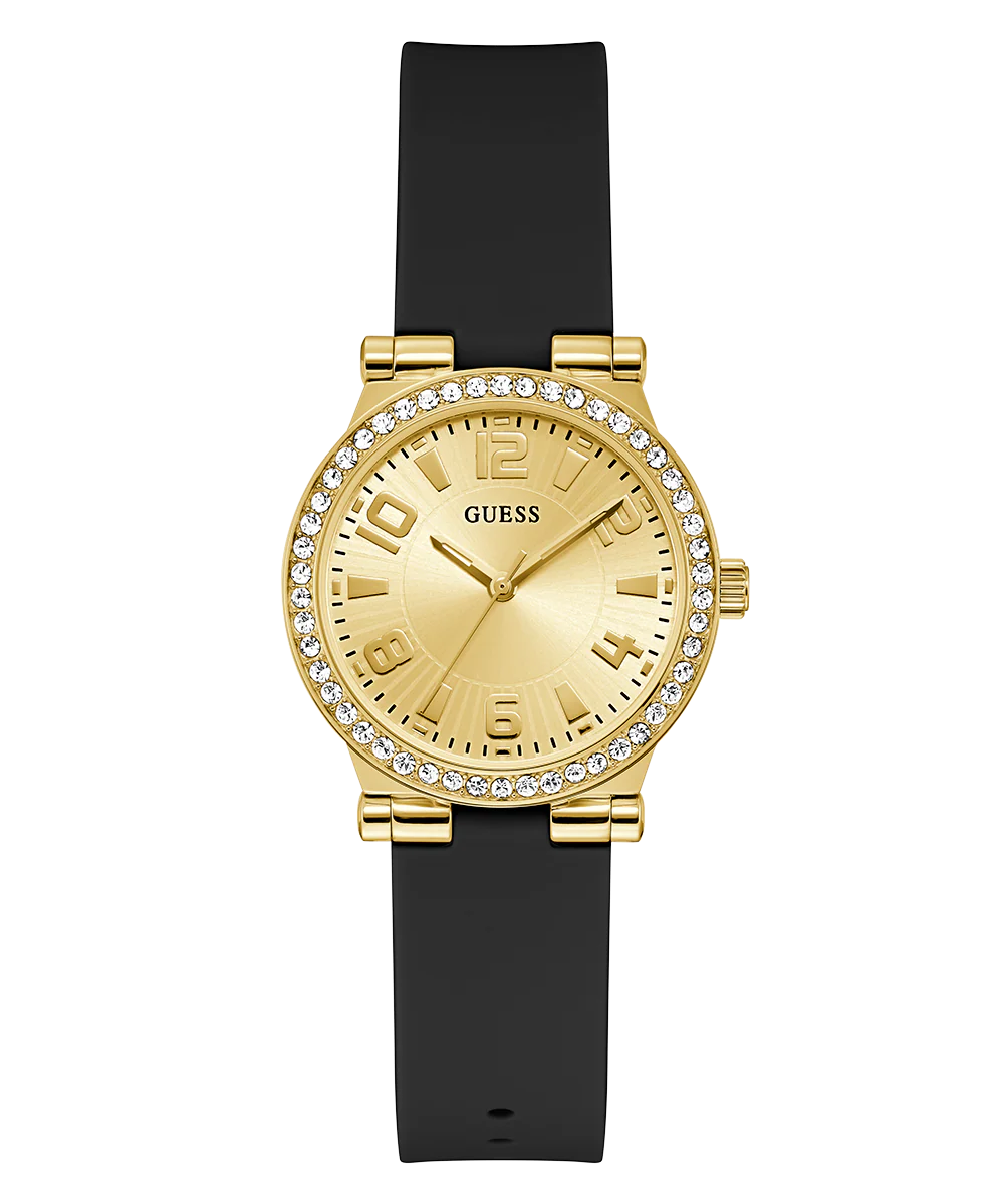 GUESS Ladies Black Gold Tone Analog Watch - Image 4