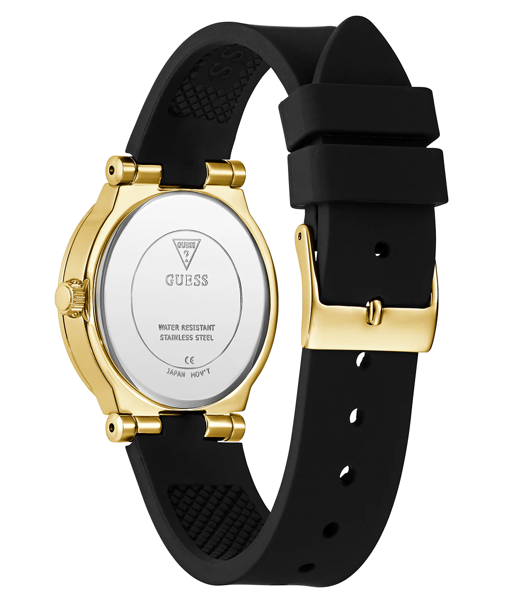 GUESS Ladies Black Gold Tone Analog Watch - Image 7