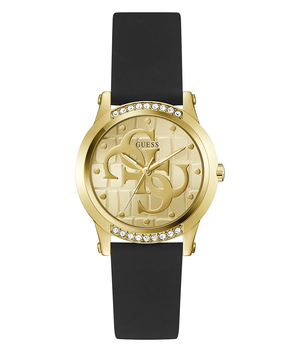 GUESS Ladies Black Gold Tone Analog Watch - Image 5