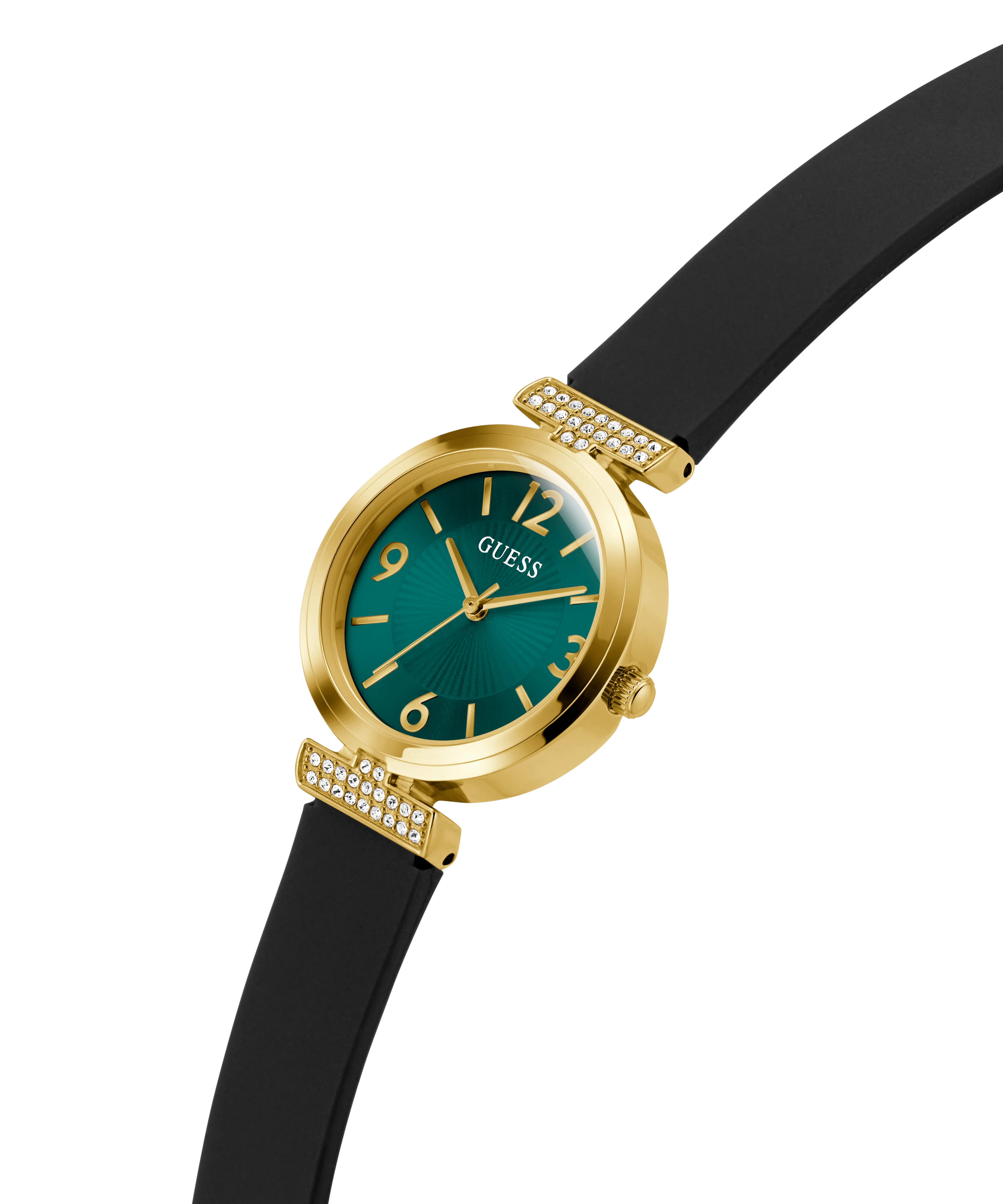 GUESS Ladies Black Gold Tone Analog Watch - Image 2