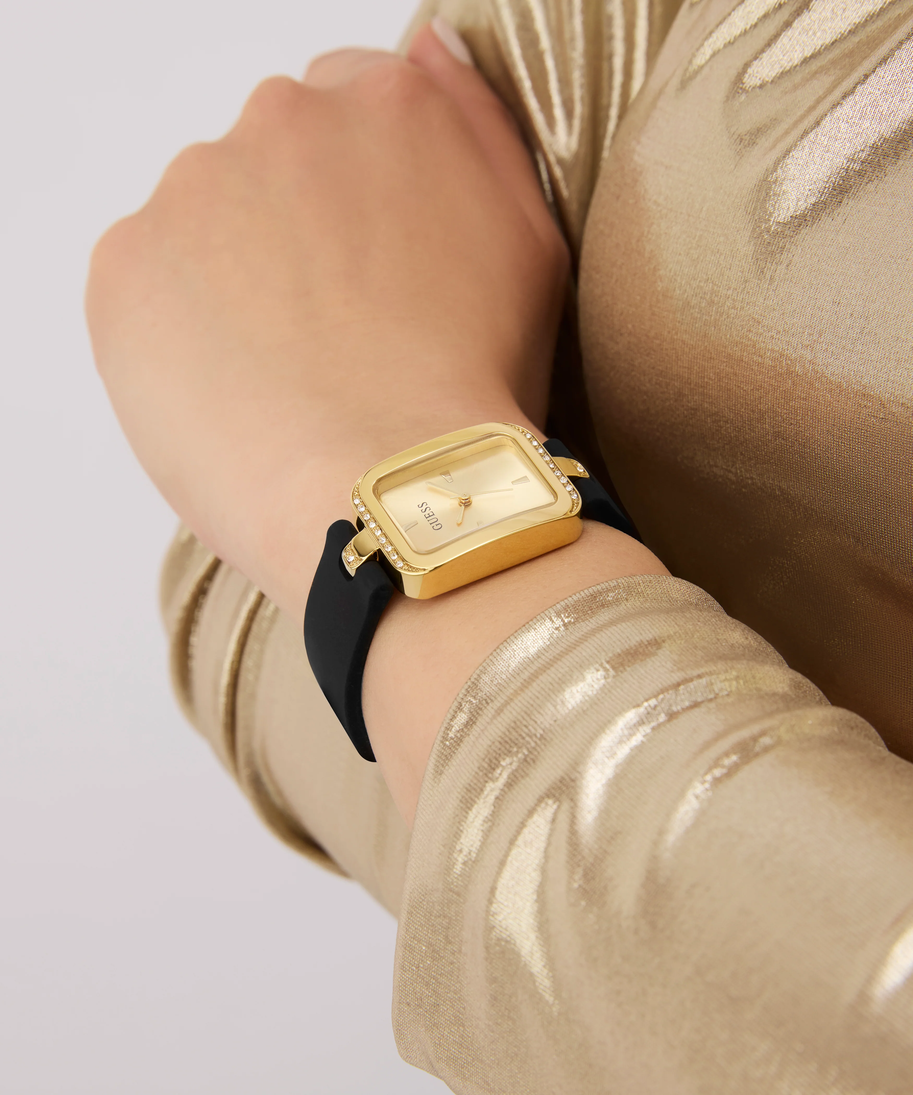 GUESS Ladies Black Gold Tone Analog Watch - Image 7