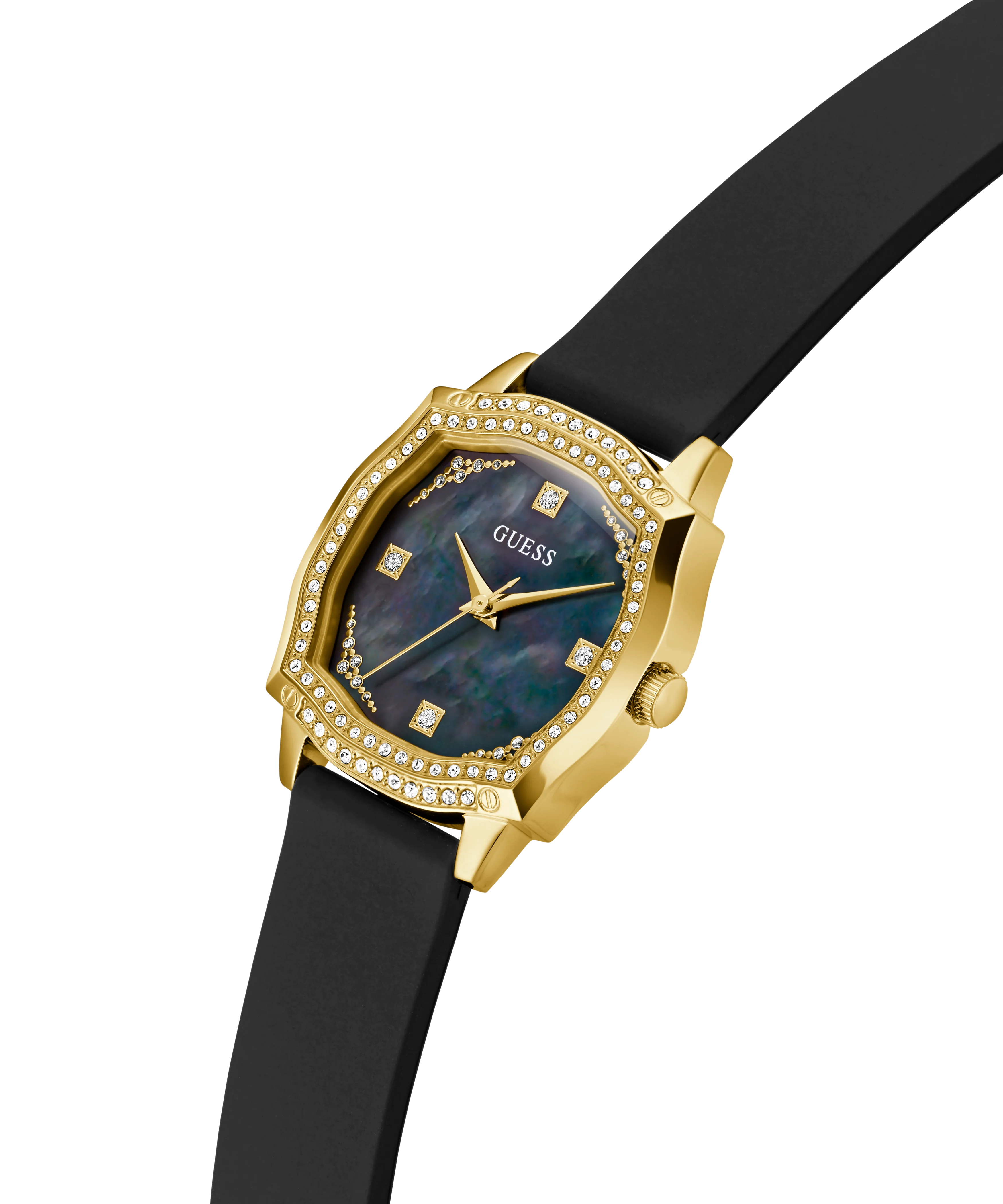 GUESS Ladies Black Gold Tone Analog Watch - Image 2