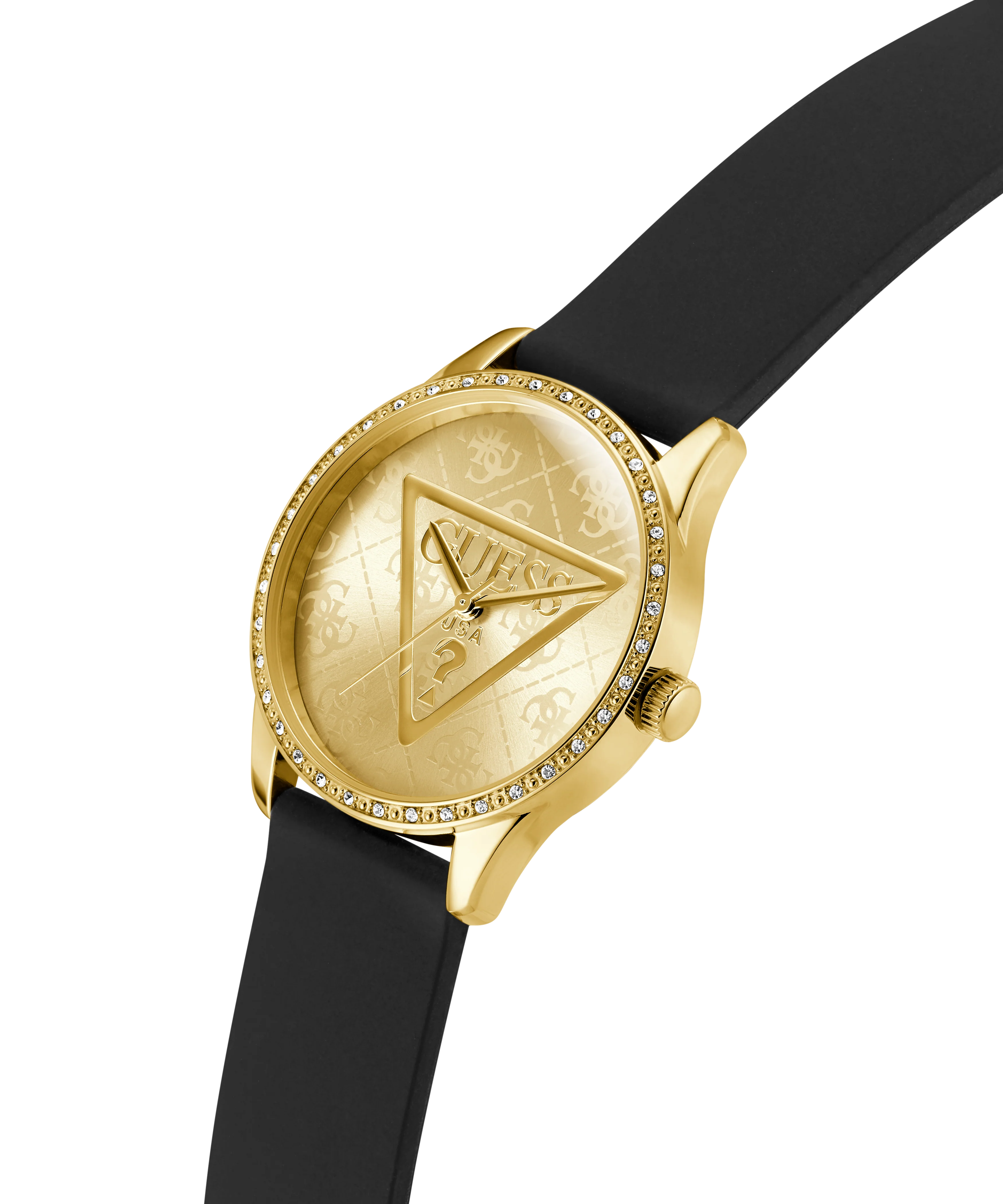 GUESS Ladies Black Gold Tone Analog Watch - Image 3