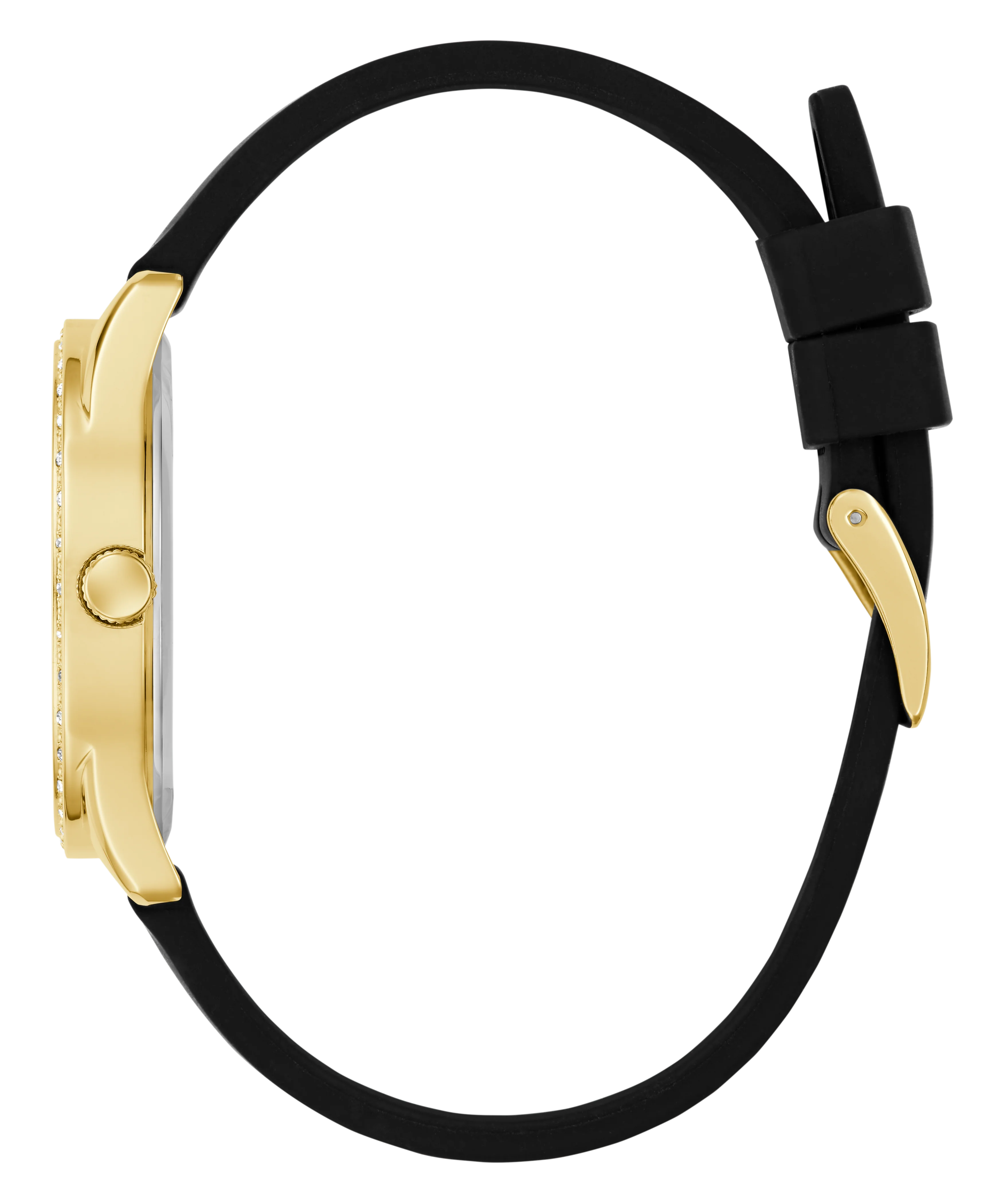 GUESS Ladies Black Gold Tone Analog Watch - Image 9