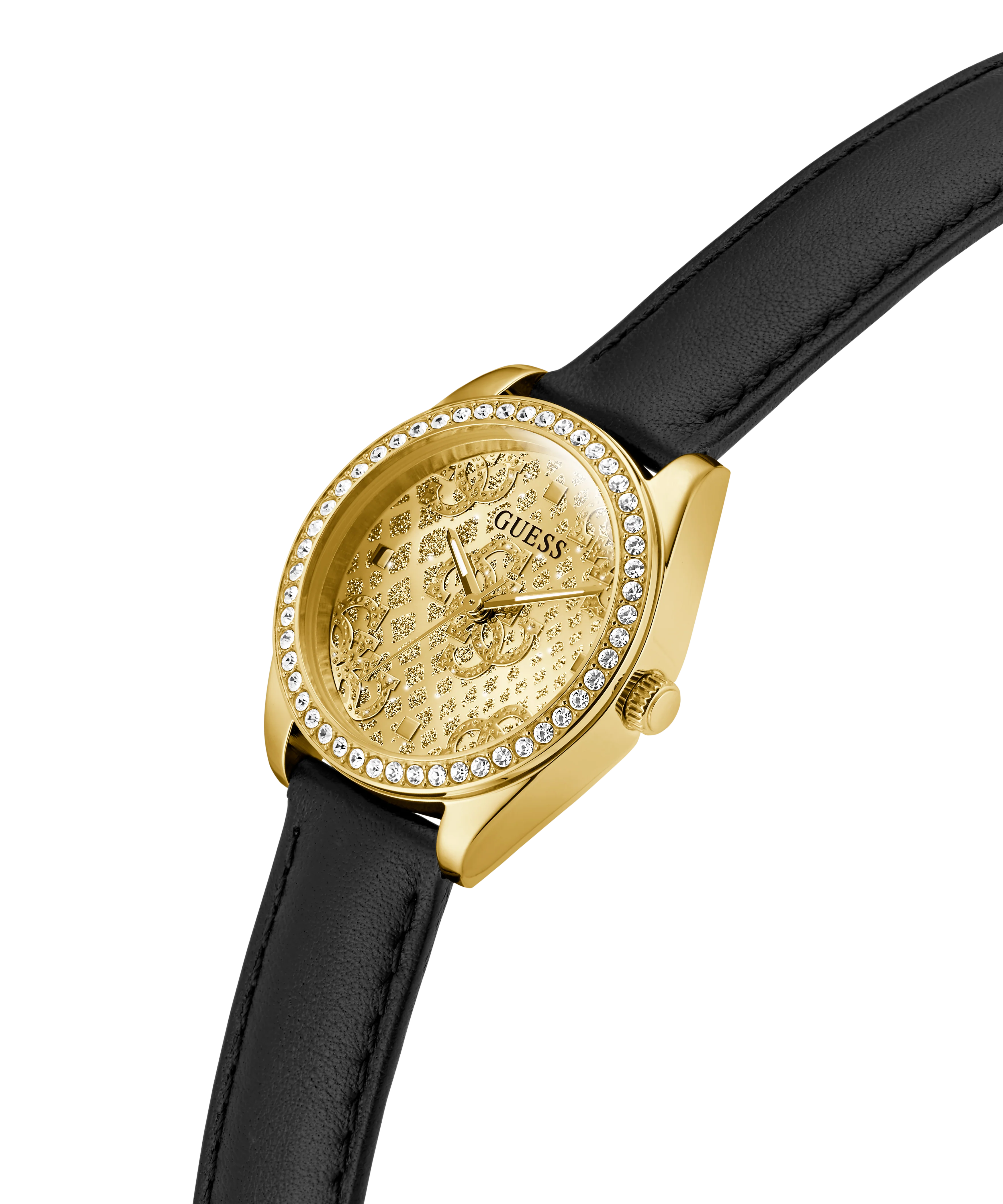 GUESS Ladies Black Gold Tone Analog Watch - Image 3