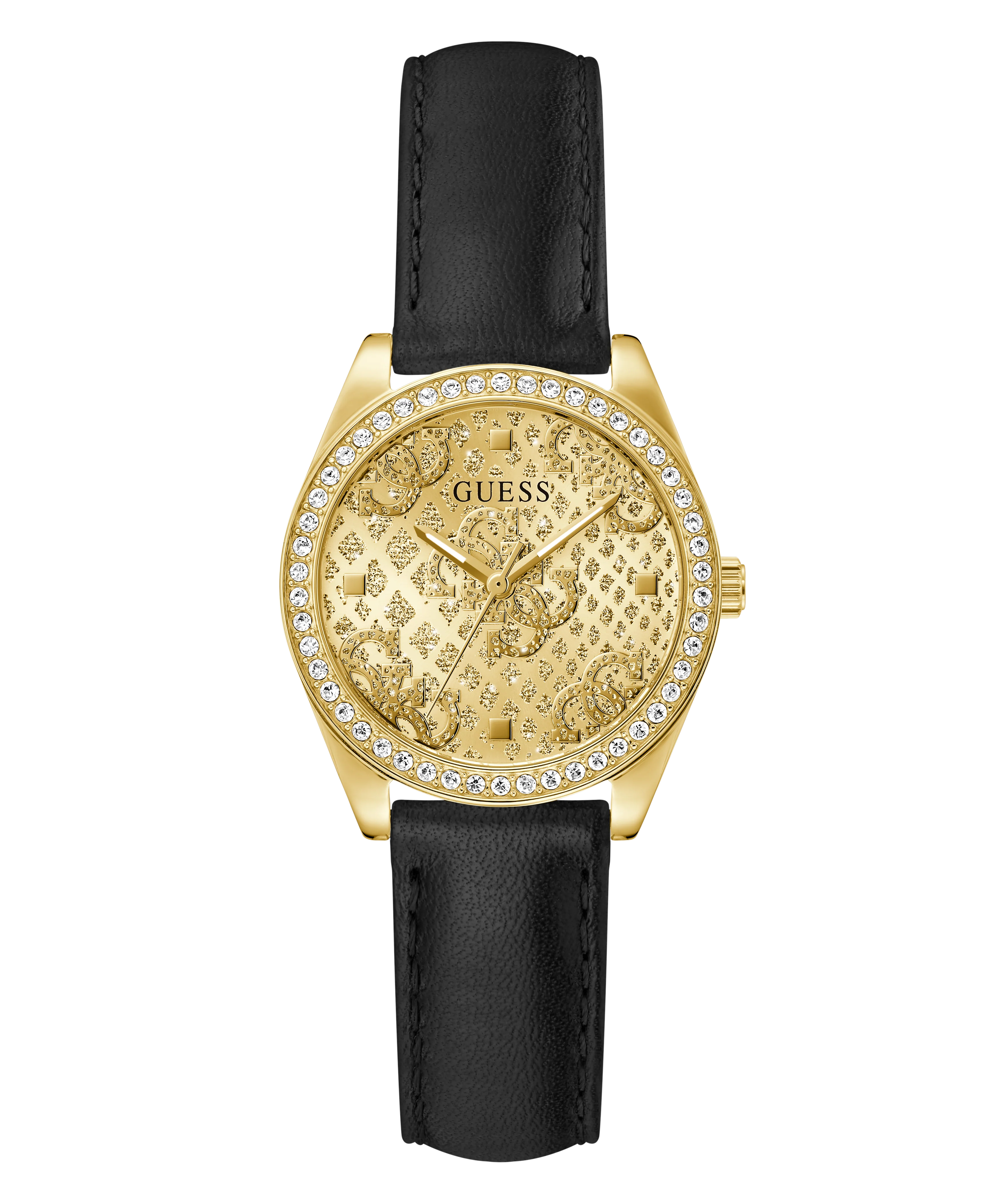 GUESS Ladies Black Gold Tone Analog Watch - Image 6