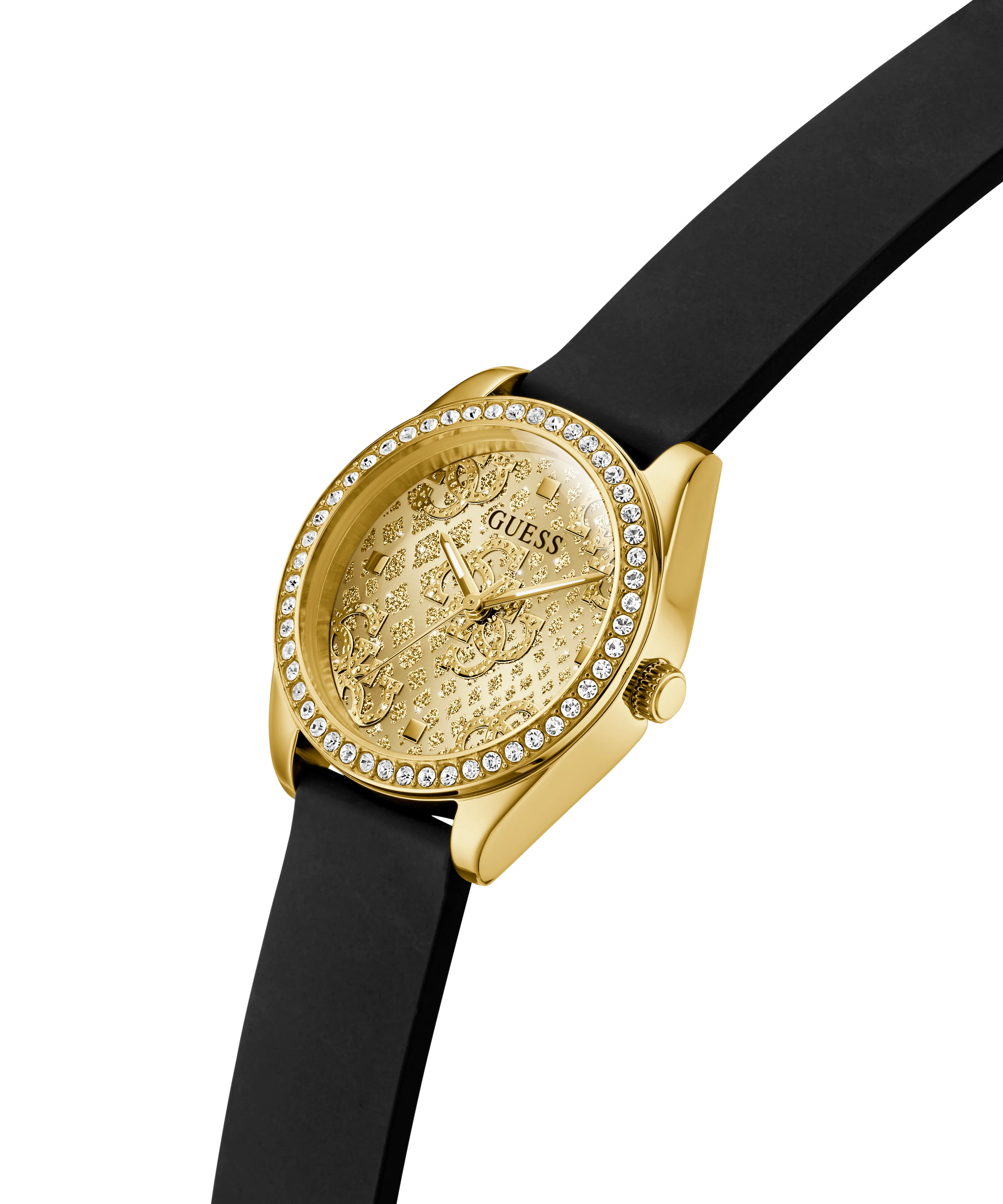 GUESS Ladies Black Gold Tone Analog Watch - Image 2