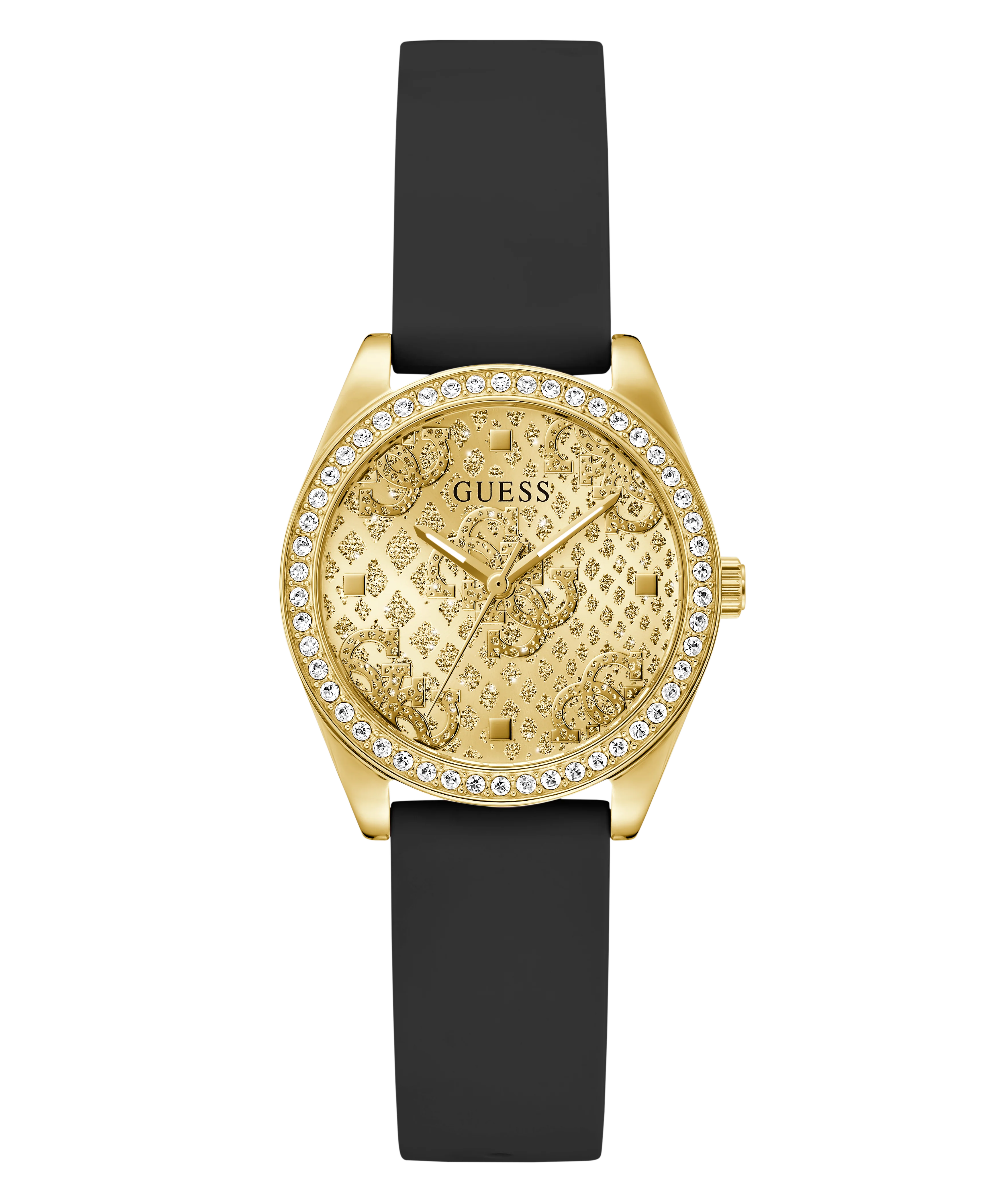 GUESS Ladies Black Gold Tone Analog Watch - Image 3