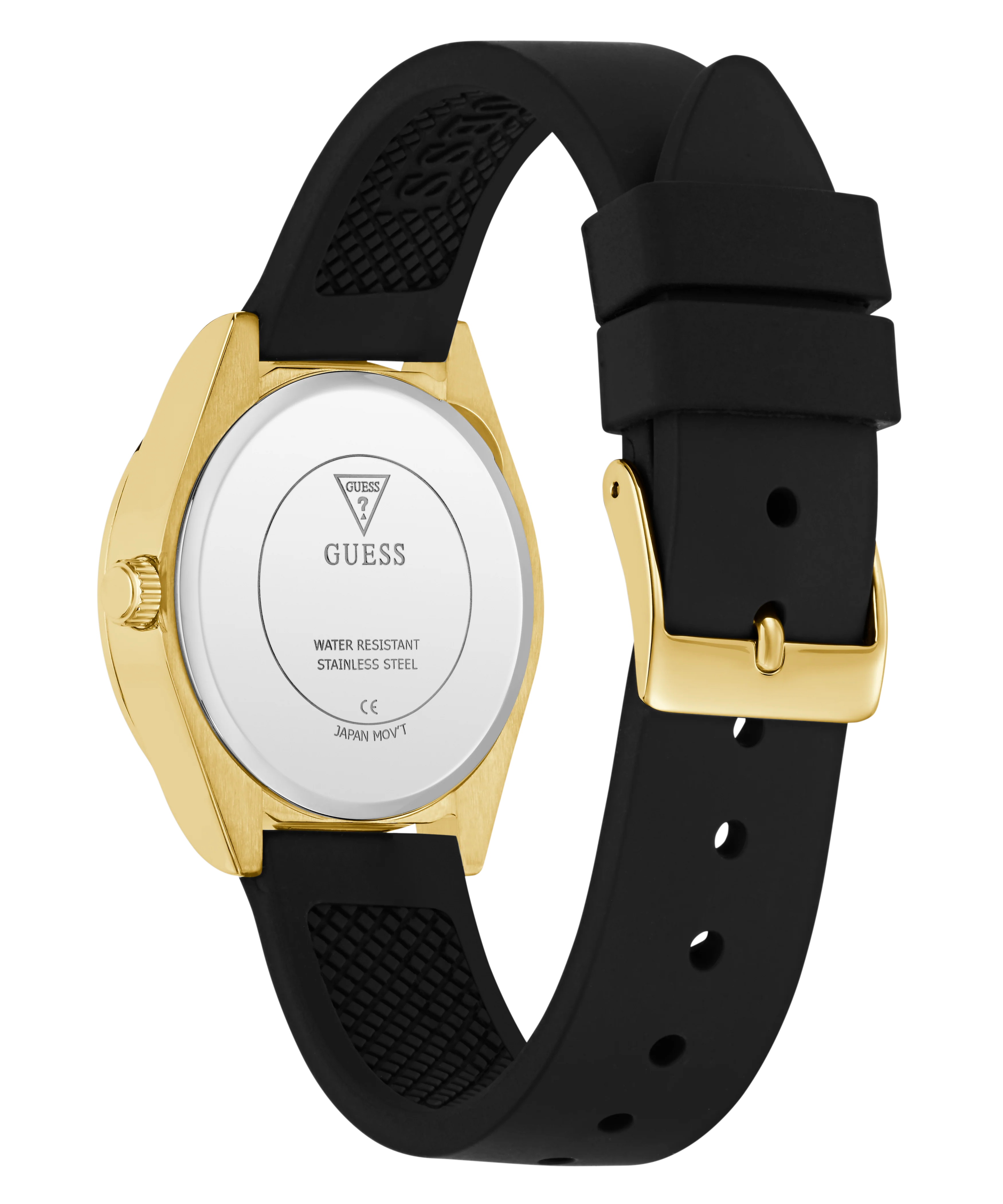 GUESS Ladies Black Gold Tone Analog Watch - Image 4