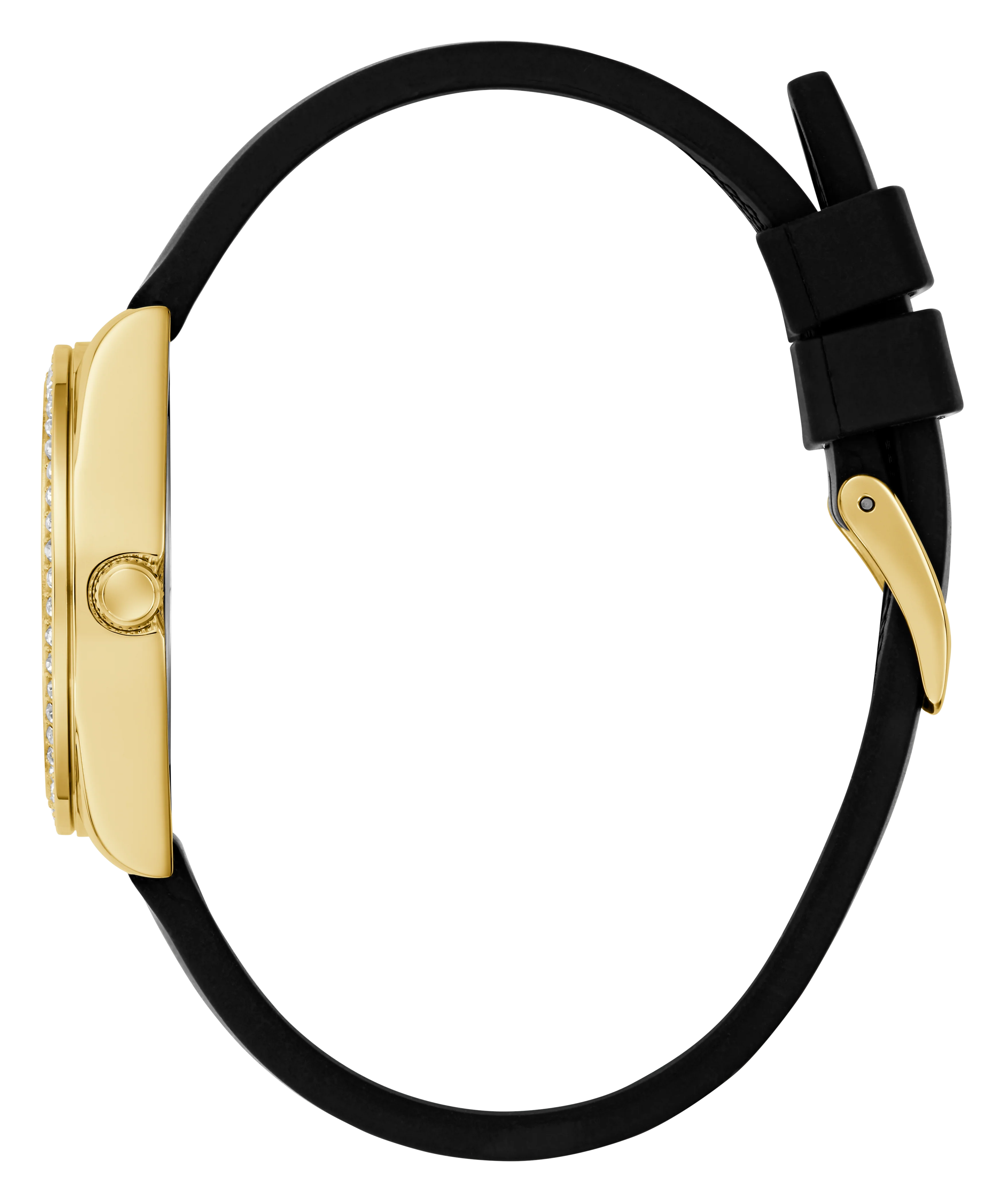 GUESS Ladies Black Gold Tone Analog Watch - Image 5