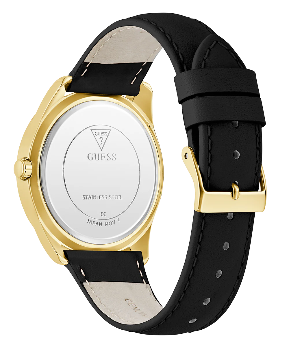 GUESS Ladies Black Gold Tone Analog Watch - Image 2