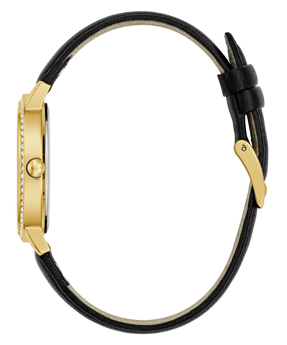 GUESS Ladies Black Gold Tone Analog Watch - Image 3