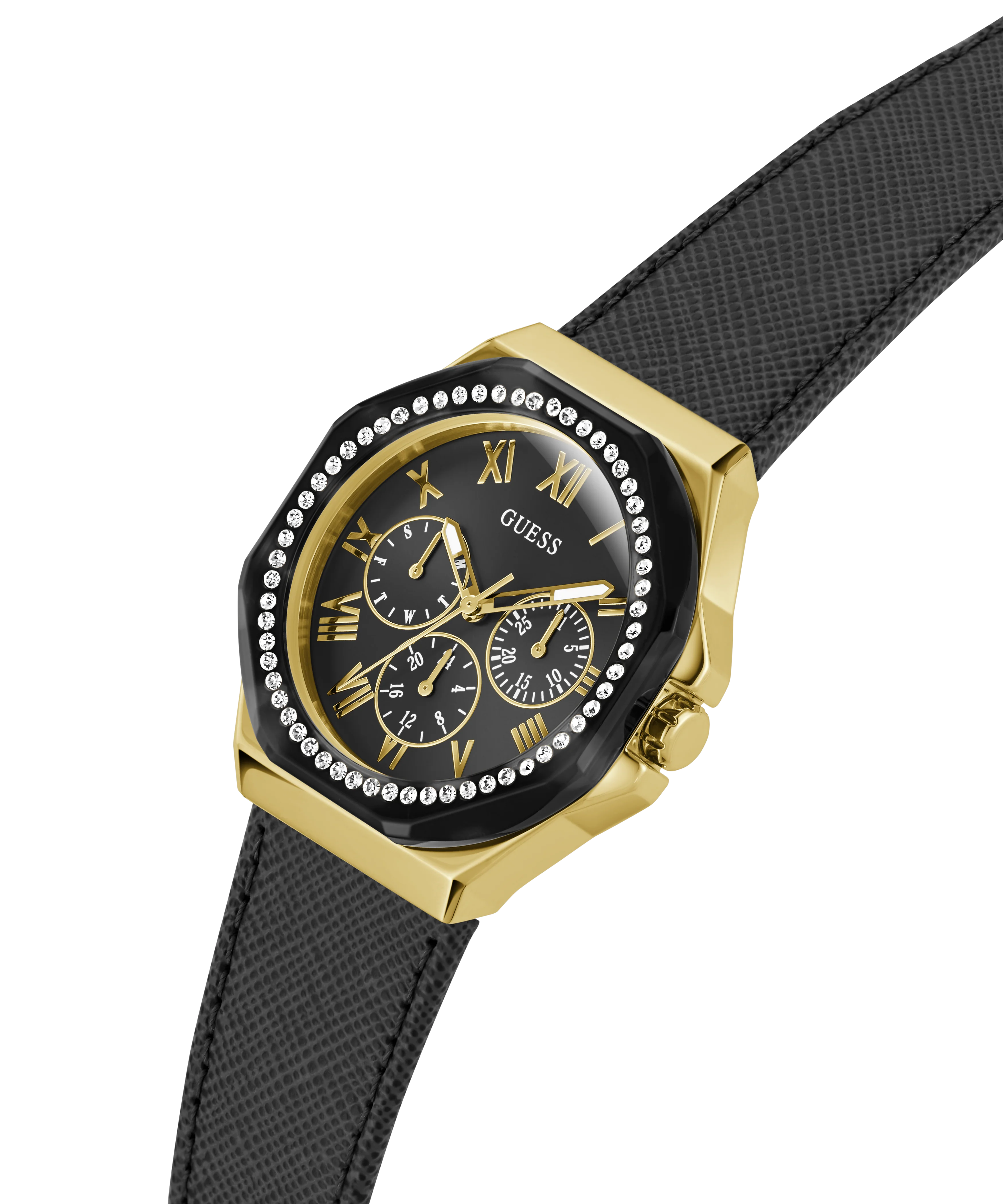 GUESS Ladies Black Gold Tone Multi-function Watch - Image 2