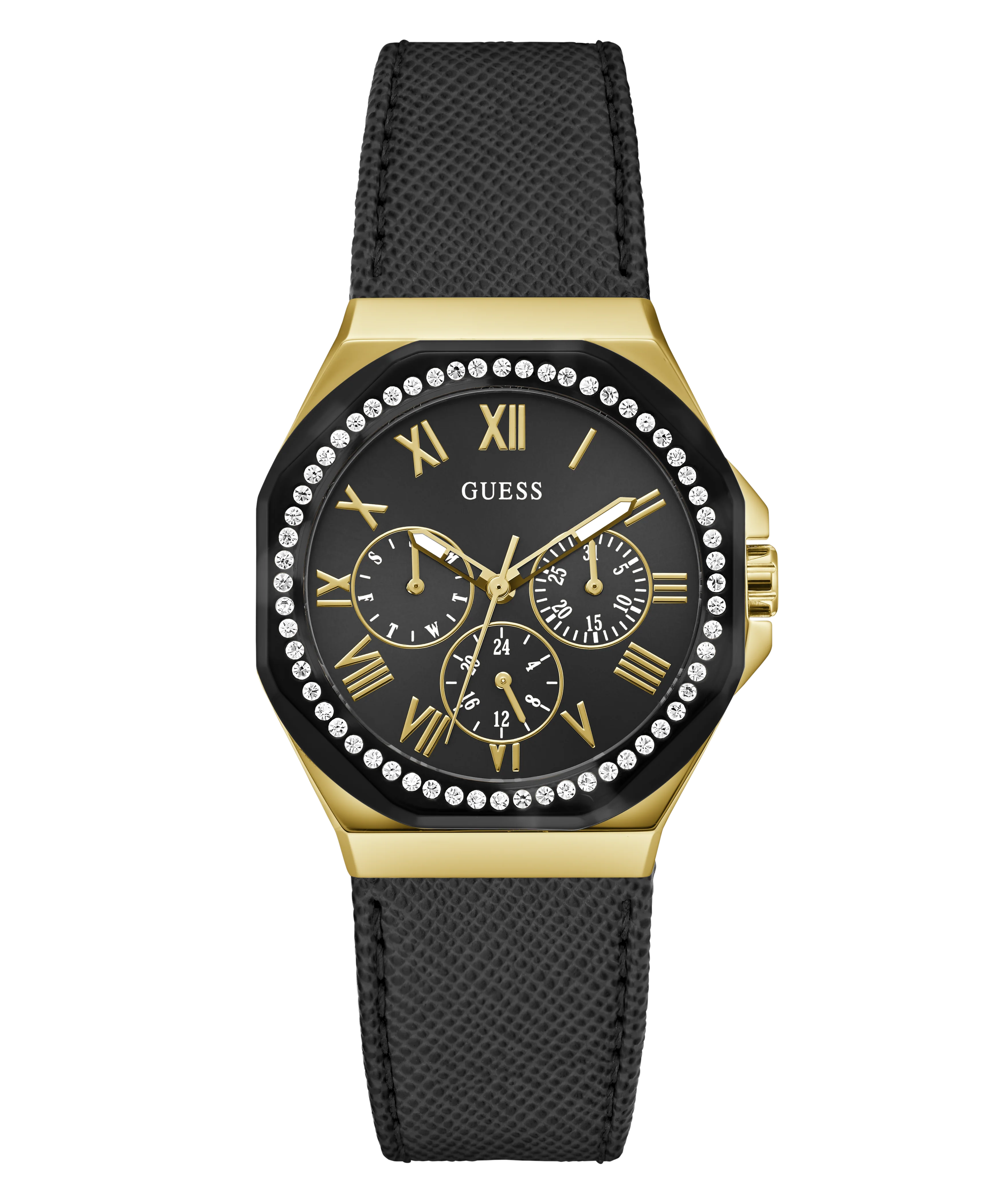 GUESS Ladies Black Gold Tone Multi-function Watch - Image 3