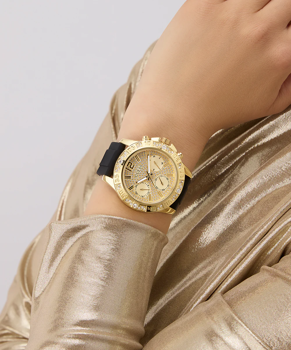 GUESS Ladies Black Gold Tone Multi-function Watch - Image 2