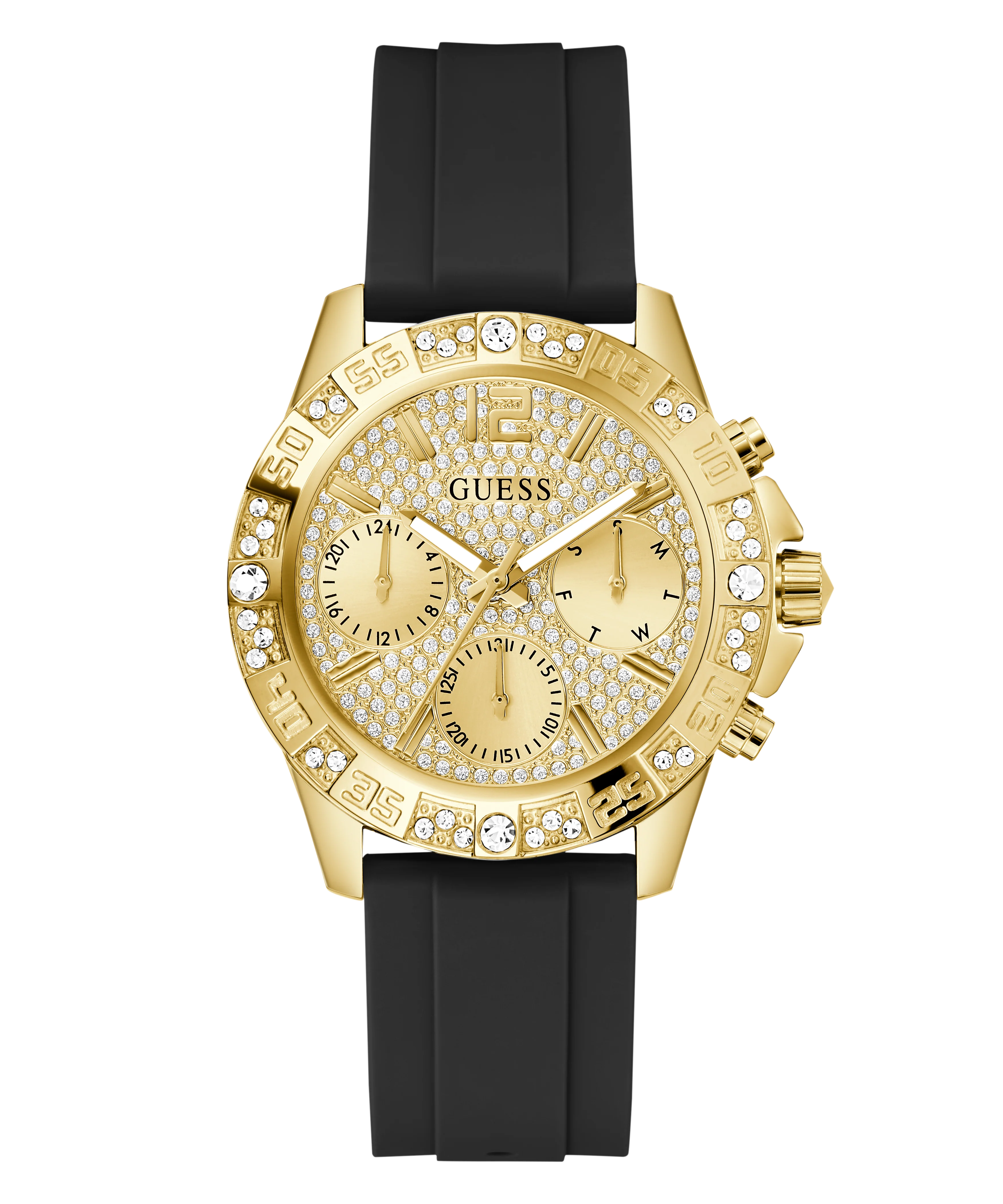 GUESS Ladies Black Gold Tone Multi-function Watch - Image 5